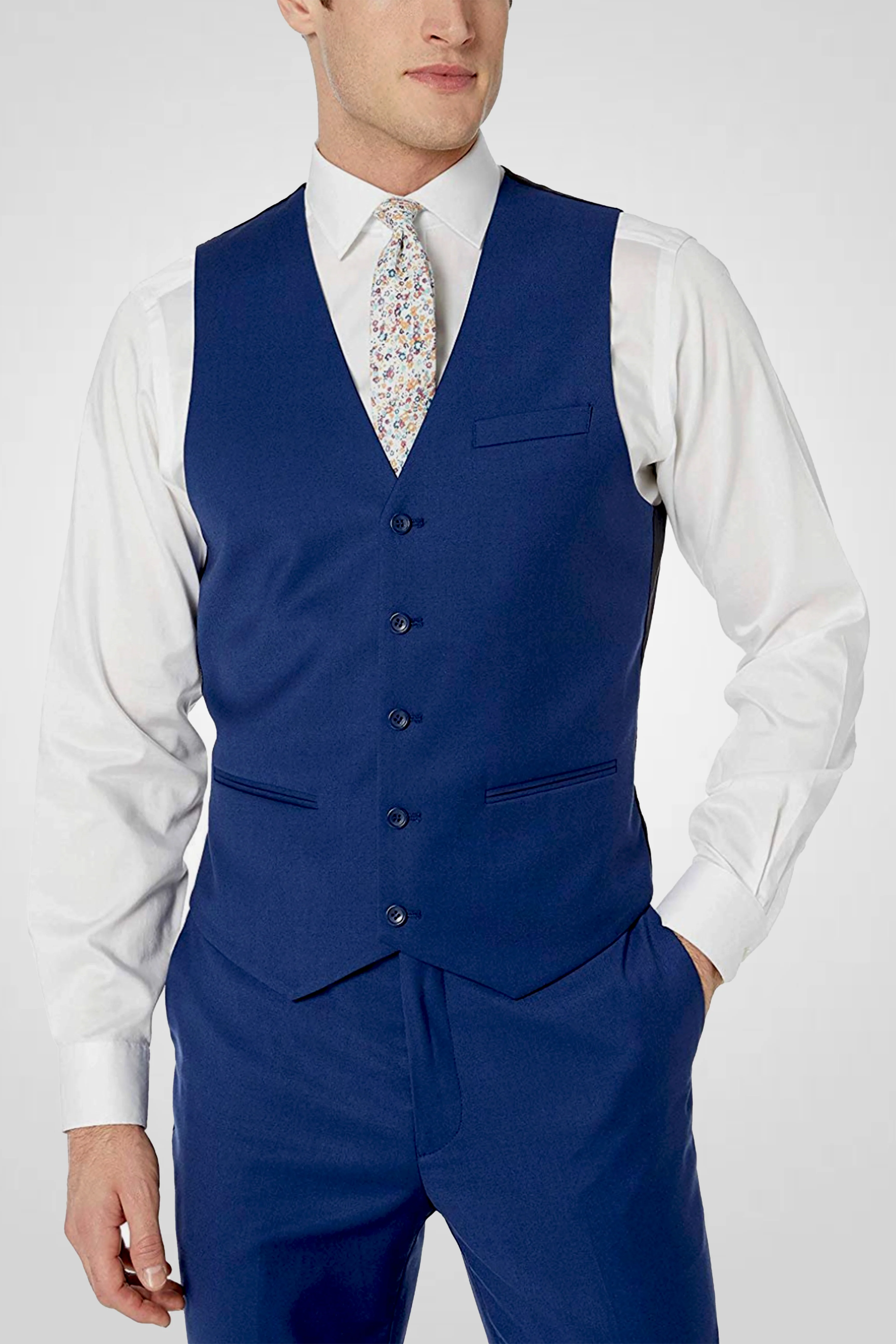 Capitano Solid 2 two-buttons Slim Fit Suit , 2BV-DRESSY SUITS-S00802-MIDNIGHT BLUE - Image 3