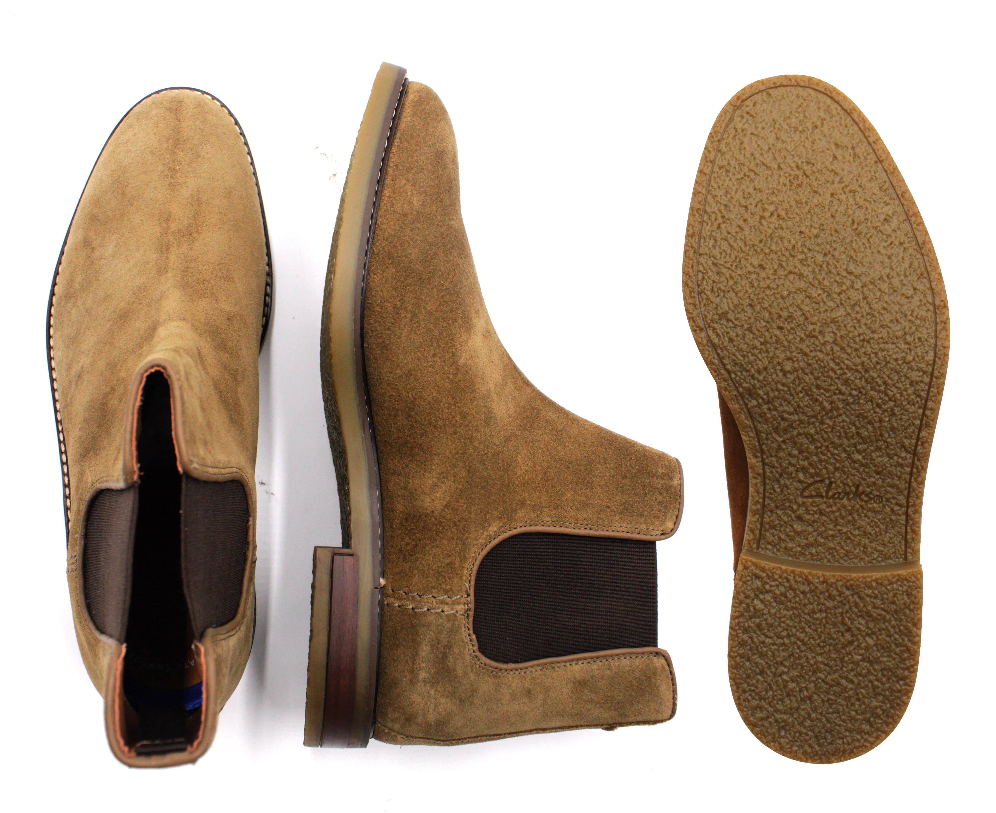 CLARKS,PLAIN TOE-SLIP ON-SHOES-JAXENCHELSEA786-TAUPE - Image 2
