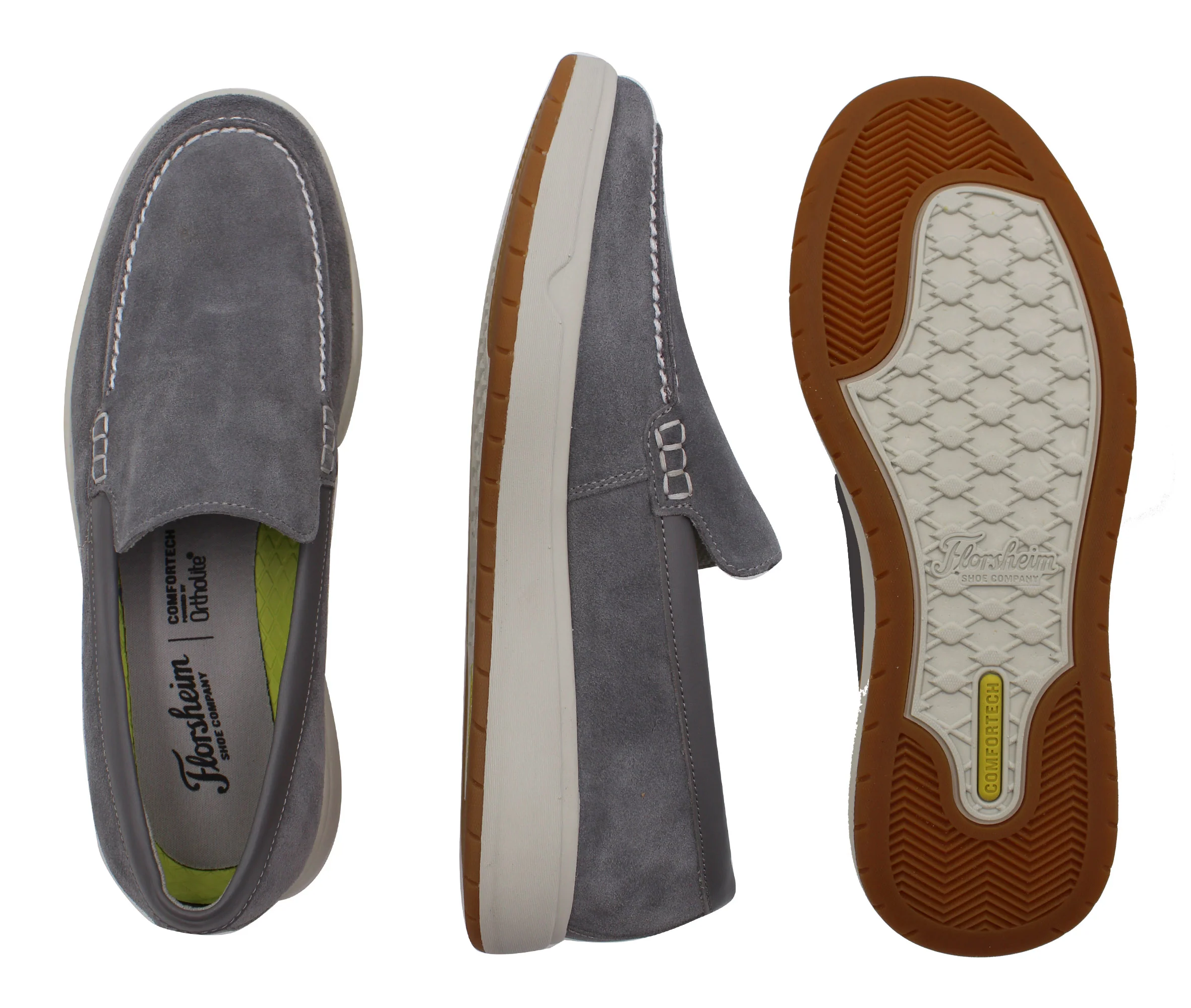 FLORSHEIM,SOLID-SLIP ON-DRV-SHOES-14388-GRY SUED - Image 2