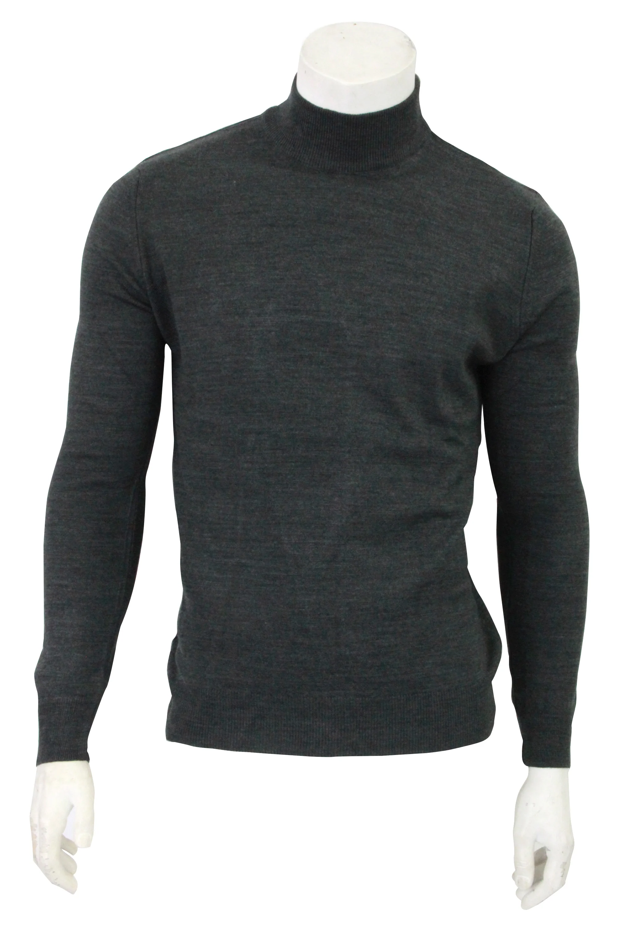 H2K COLLECTION/BSD,SOLID-MOCK NECK-MOCKS L.SLV-PB001M-B-CHARCOAL