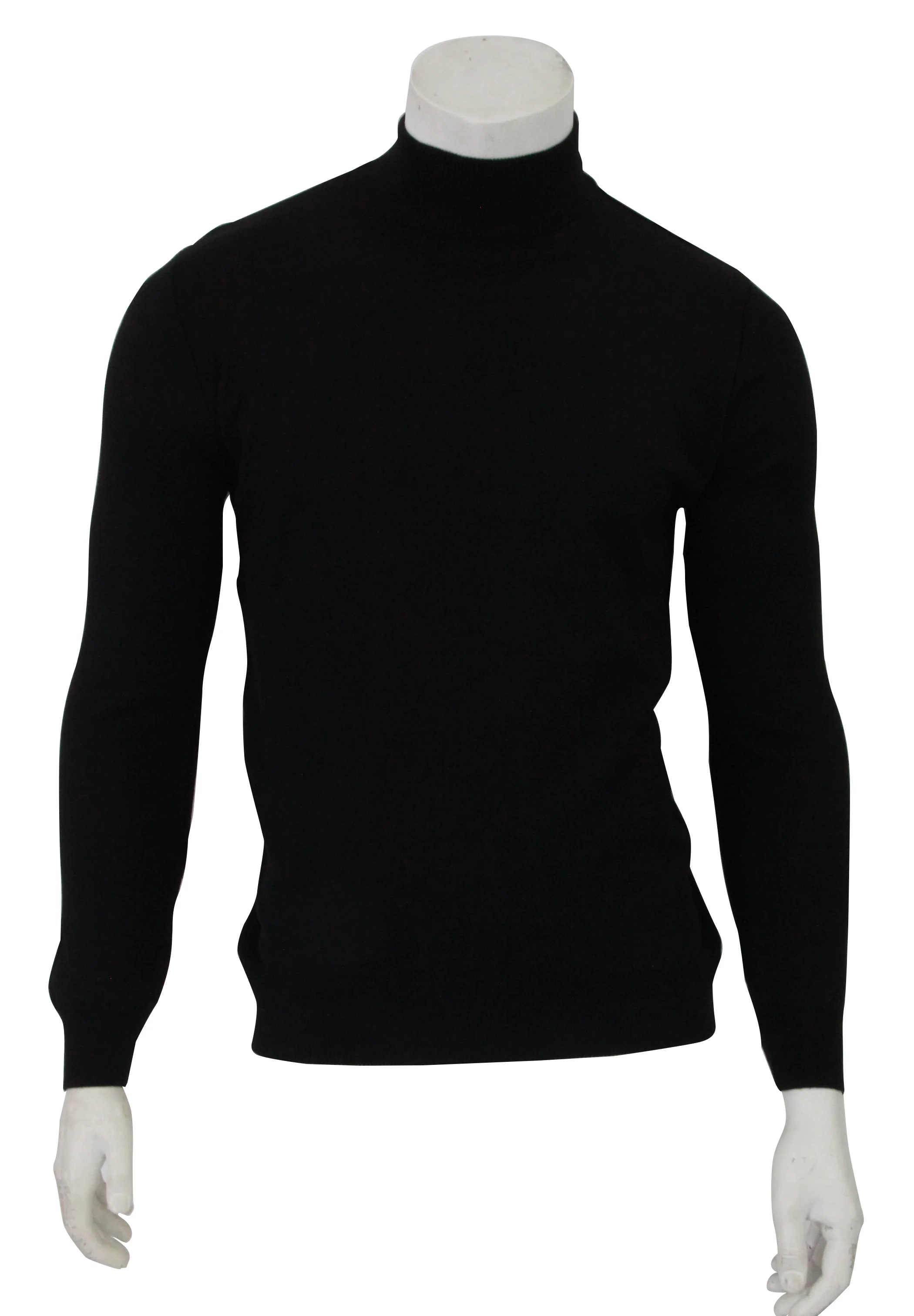 H2K COLLECTION/BSD,SOLID-MOCK NECK-MOCKS L.SLV-PB001M-BLACK