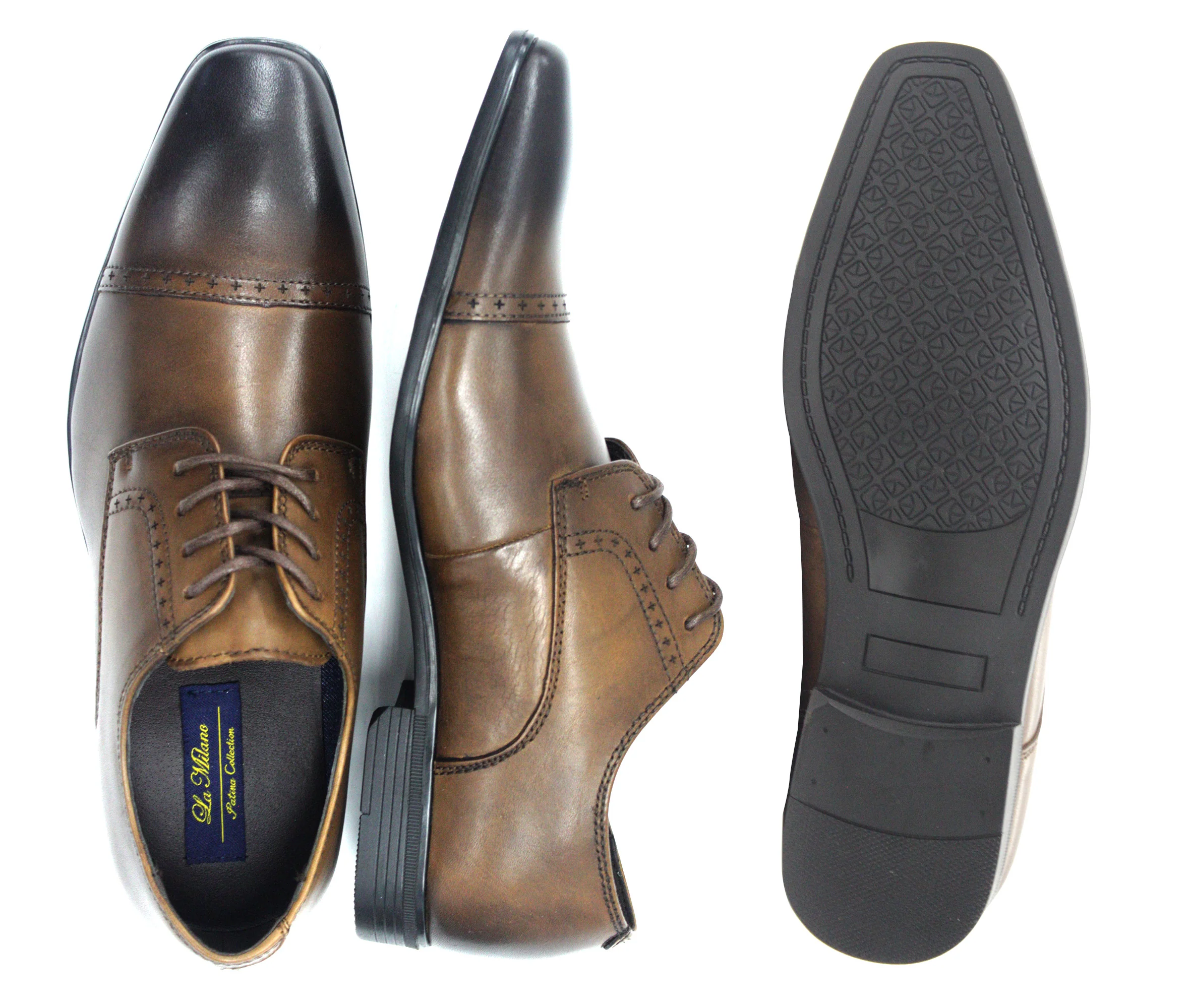 LA MILANO,CAP TOE-LACE UP-SHOES-A11230-BROWN - Image 2