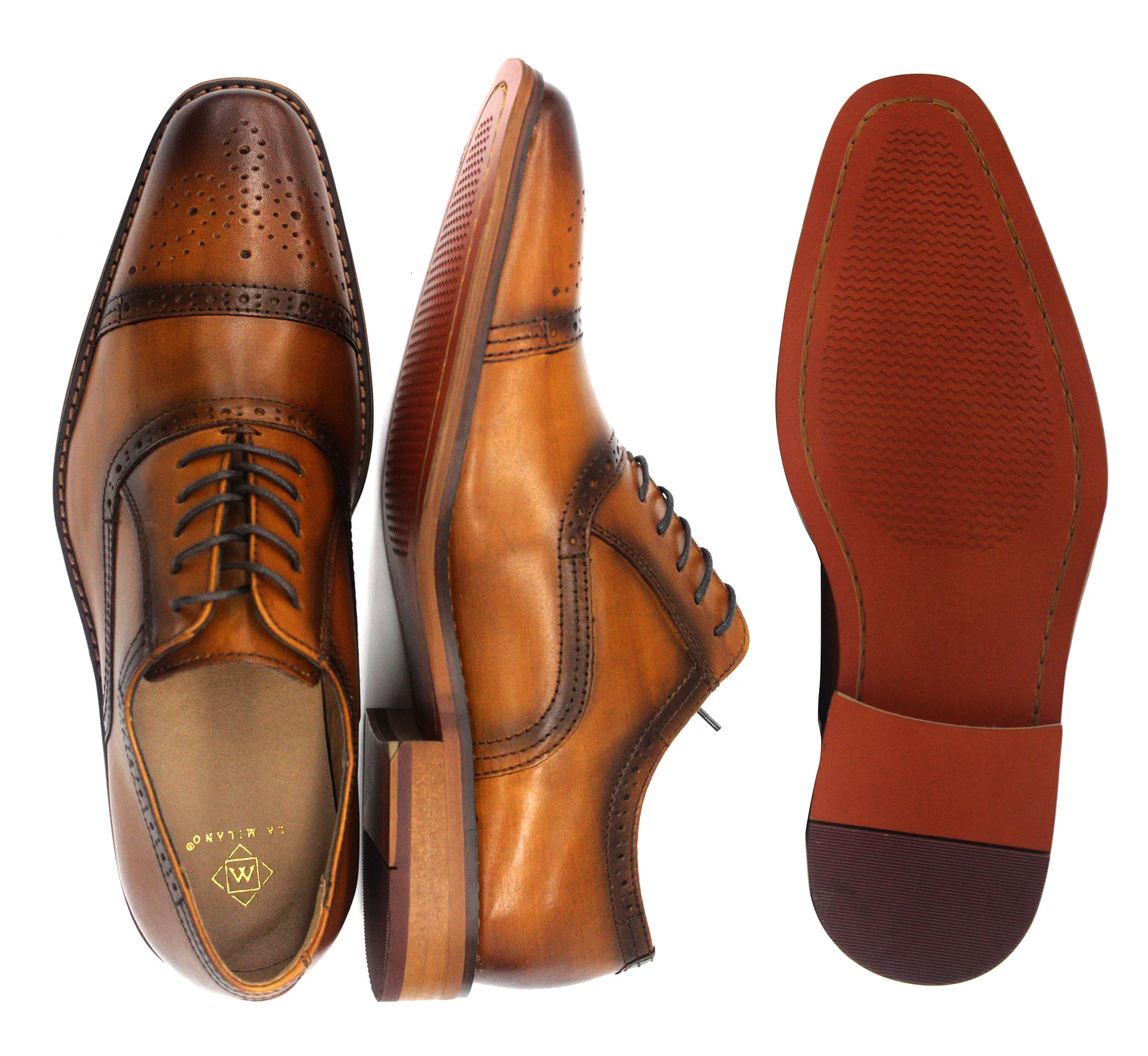 LA MILANO,CAP TOE-LACE UP-SHOES-A11873-COGNAC - Image 2