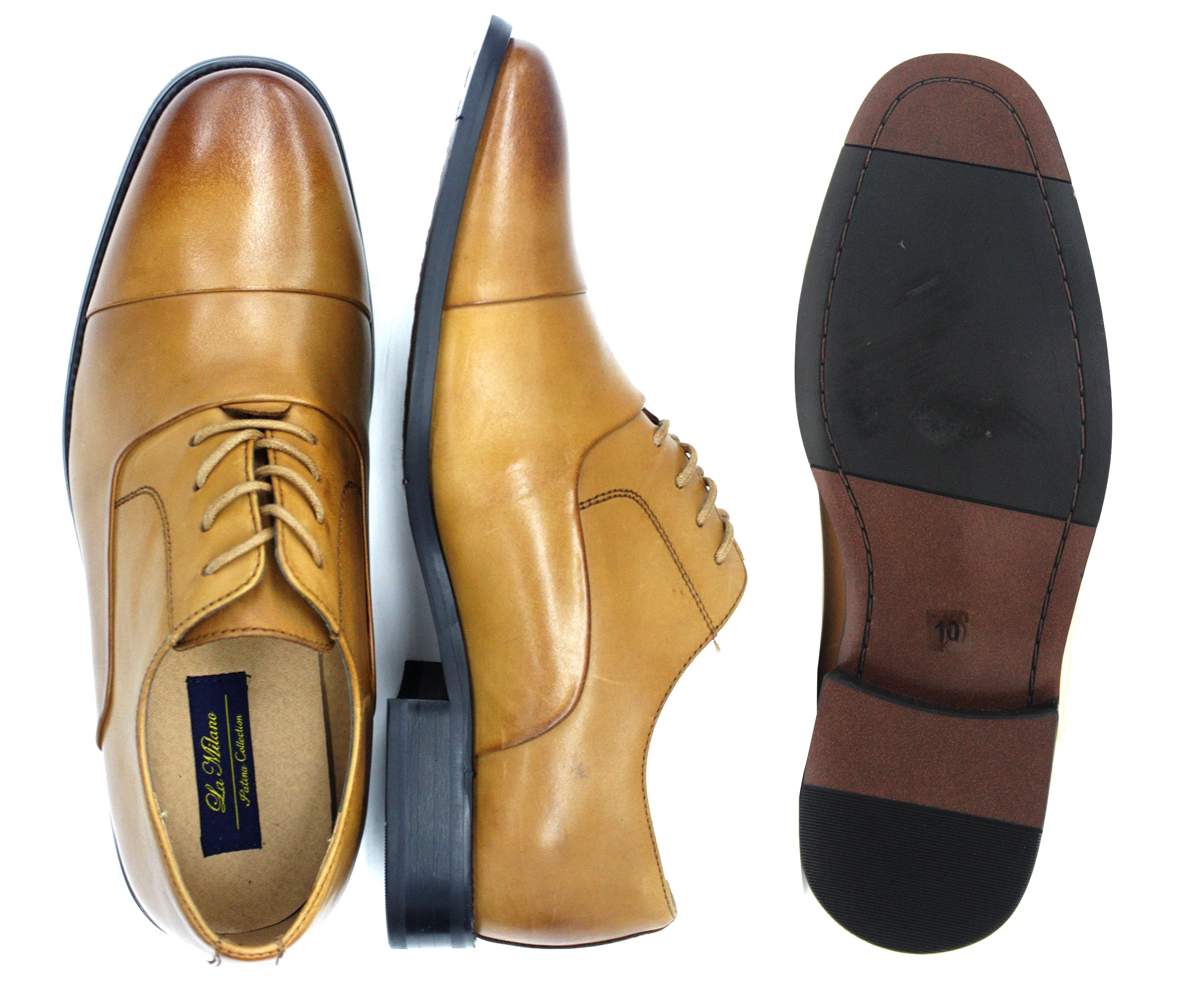 LA MILANO,CAP TOE-LACE UP-SHOES-A591-COGNAC - Image 2