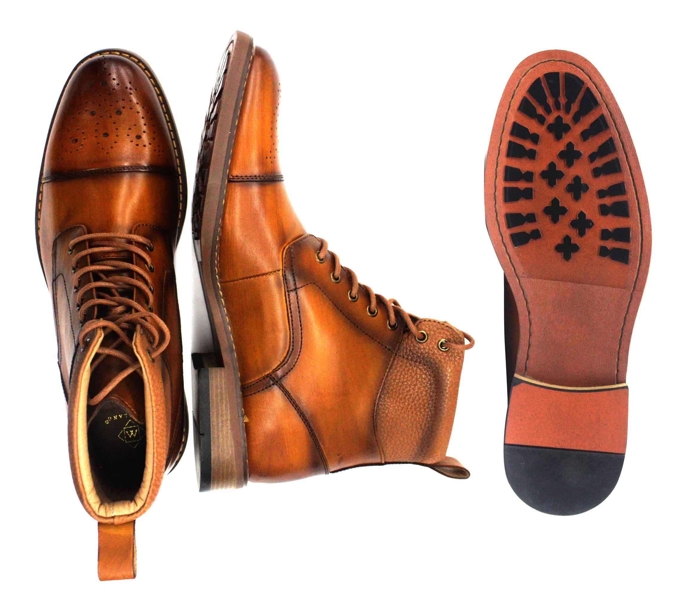 LA MILANO,CAP TOE-LACE UP-SHOES-B51914-COGNAC - Image 2
