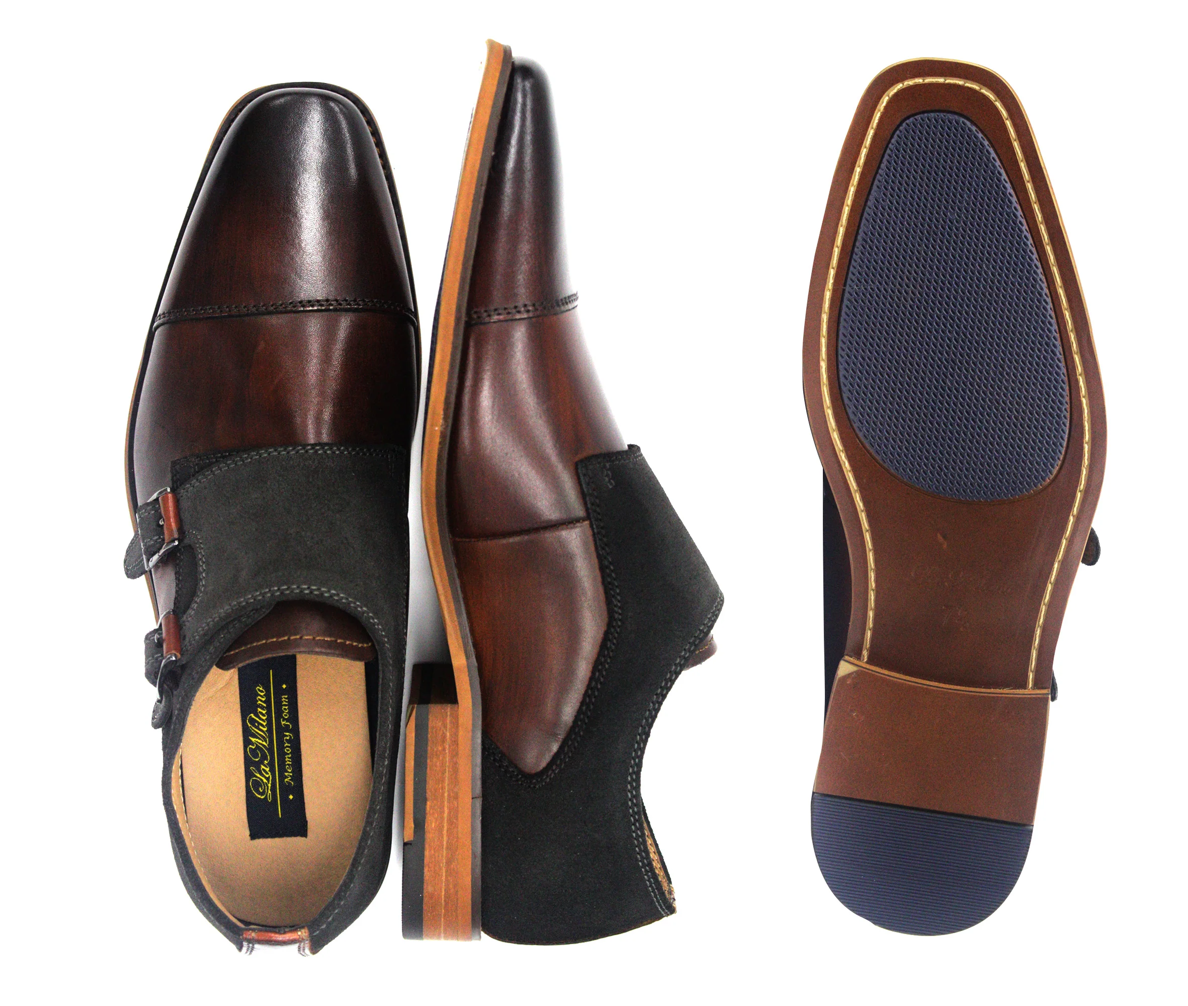 LA MILANO,CAP TOE-SLIP ON-SHOES-A11870-BRW/DK.GRY - Image 2
