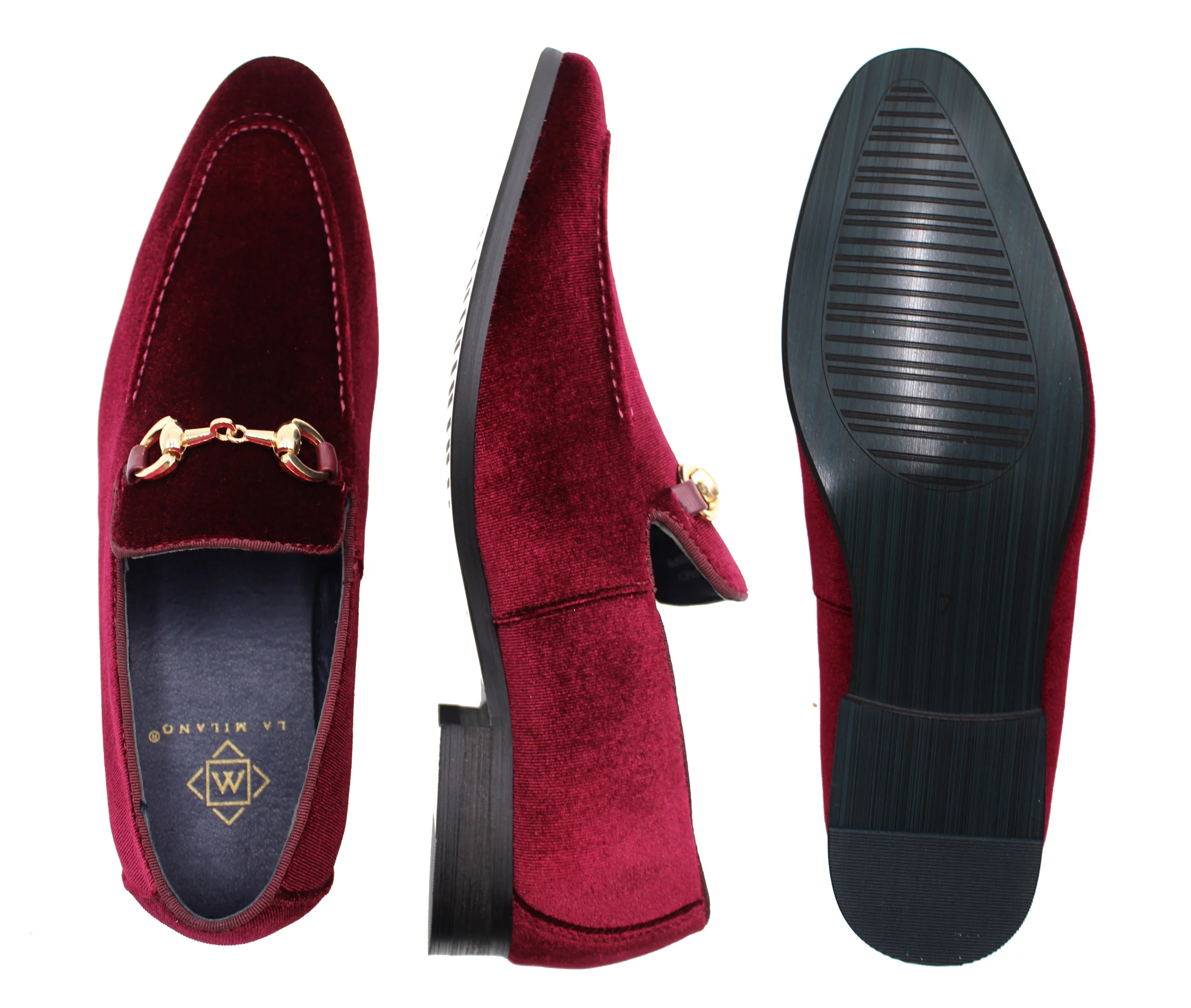 LA MILANO,CAP TOE-SLIP ON-SHOES-A11888-BURGUNDY - Image 2