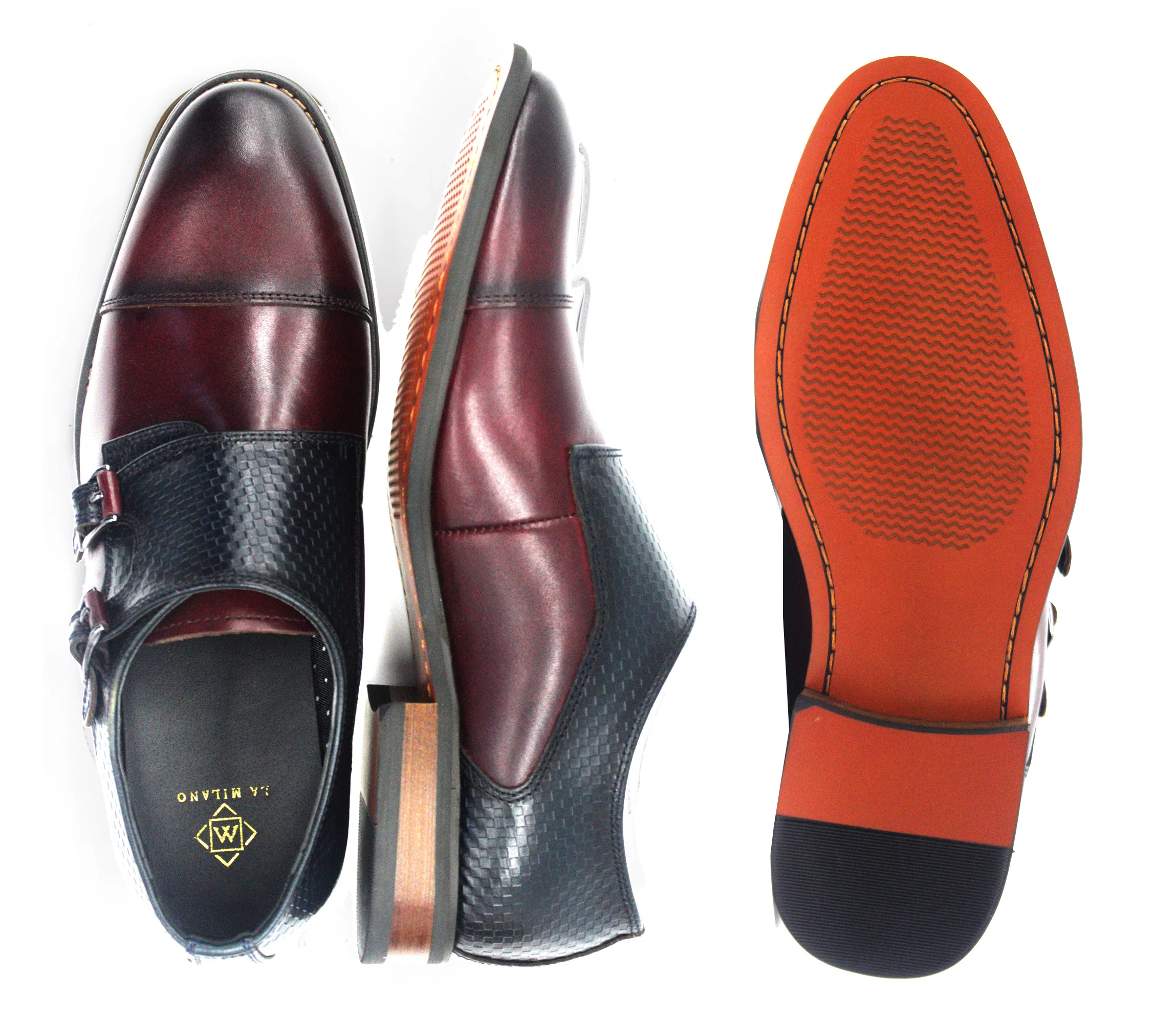 LA MILANO,CAP TOE-SLIP ON-SHOES-A11892-BURG/NAVY - Image 2