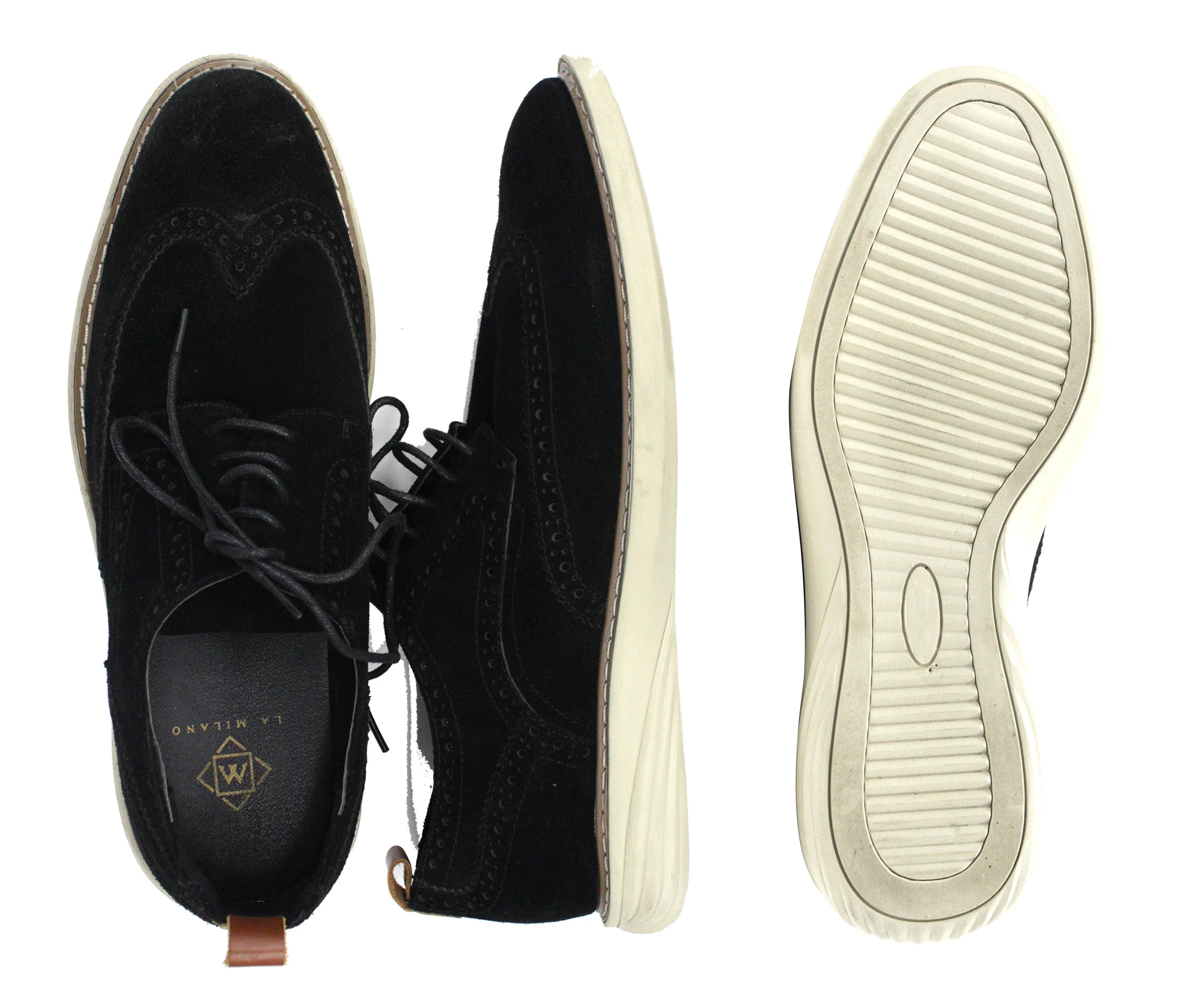 LA MILANO,WING TIP-LACE UP-SHOES-A120026-BLACK - Image 2