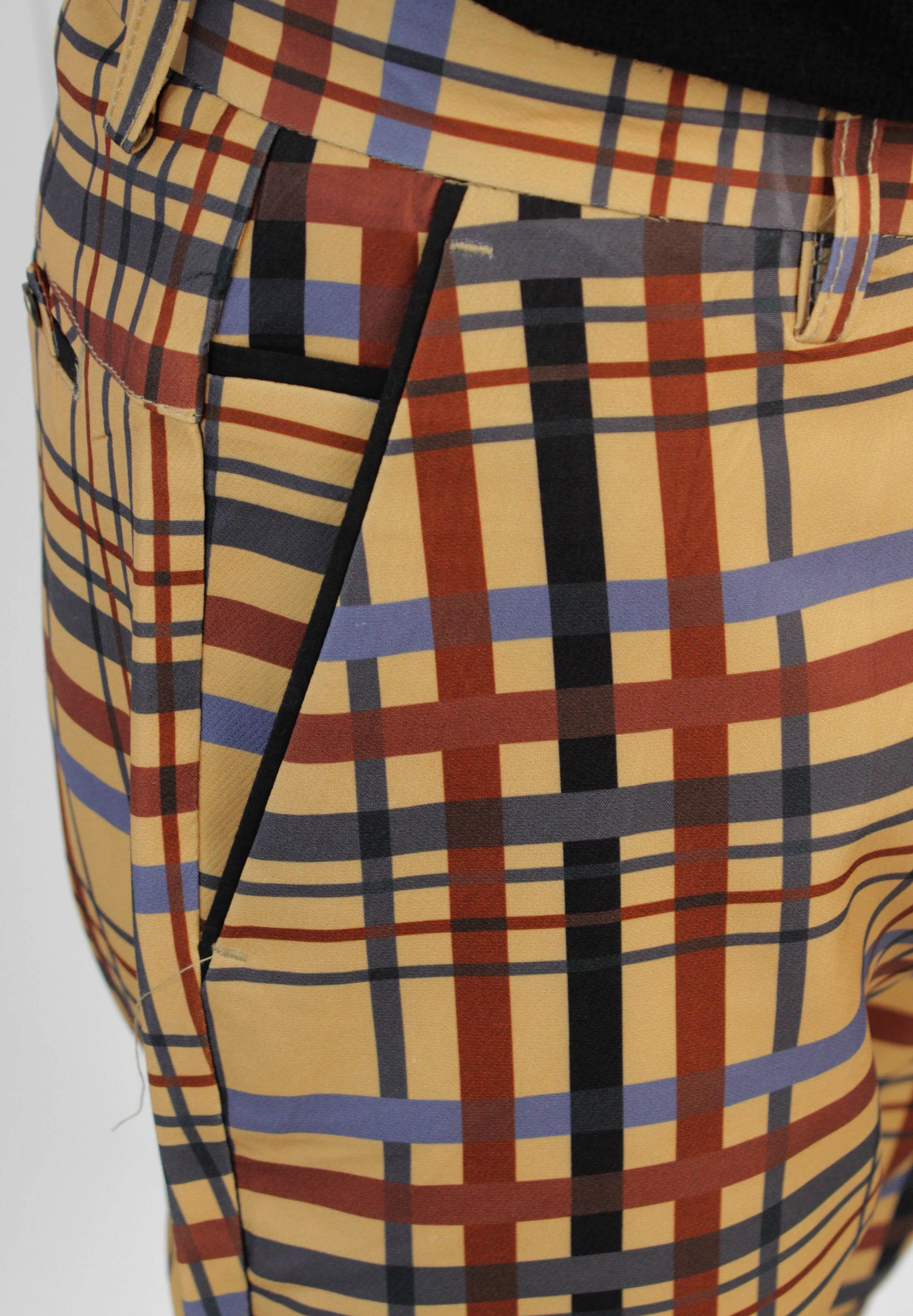 LANZINO,PLAID-CHINO-PANTS-CPS-126-TAN - Image 4