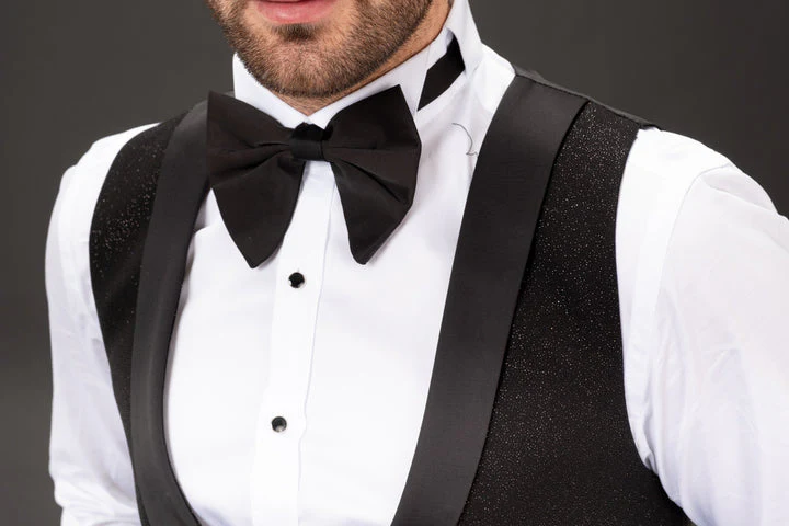 Mehmet Glitter 1 Button Slim Fit Tuxedo Suit, T14-BLACK - Image 5