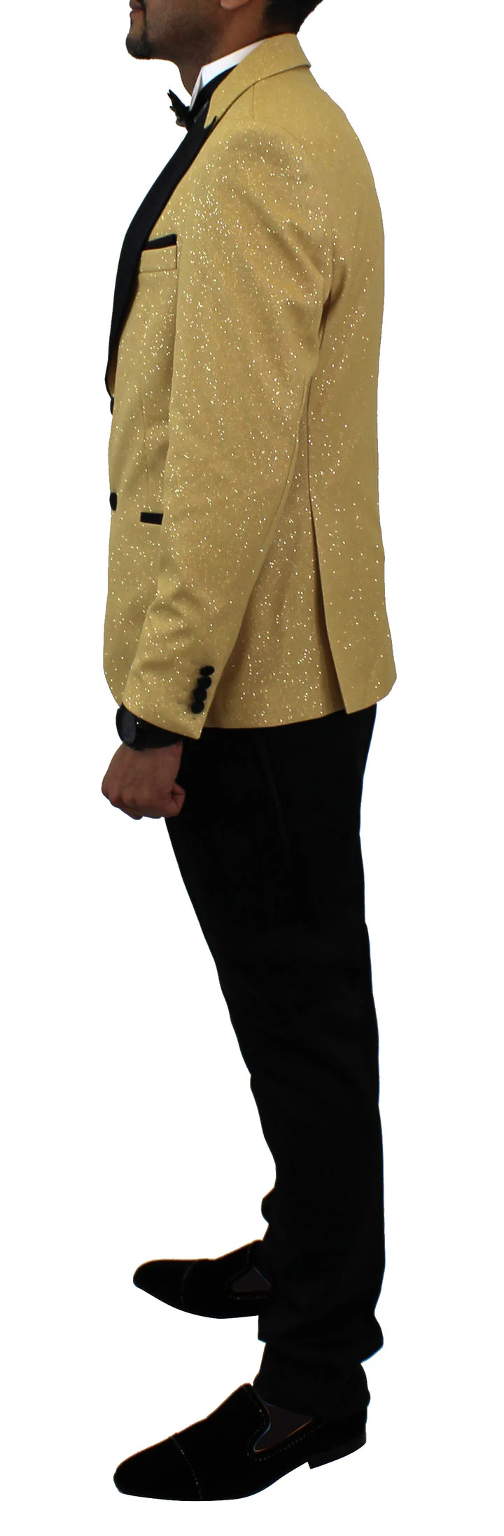 Mehmet Glitter 1 Button Slim Fit Tuxedo Suit, T14-GOLD - Image 4