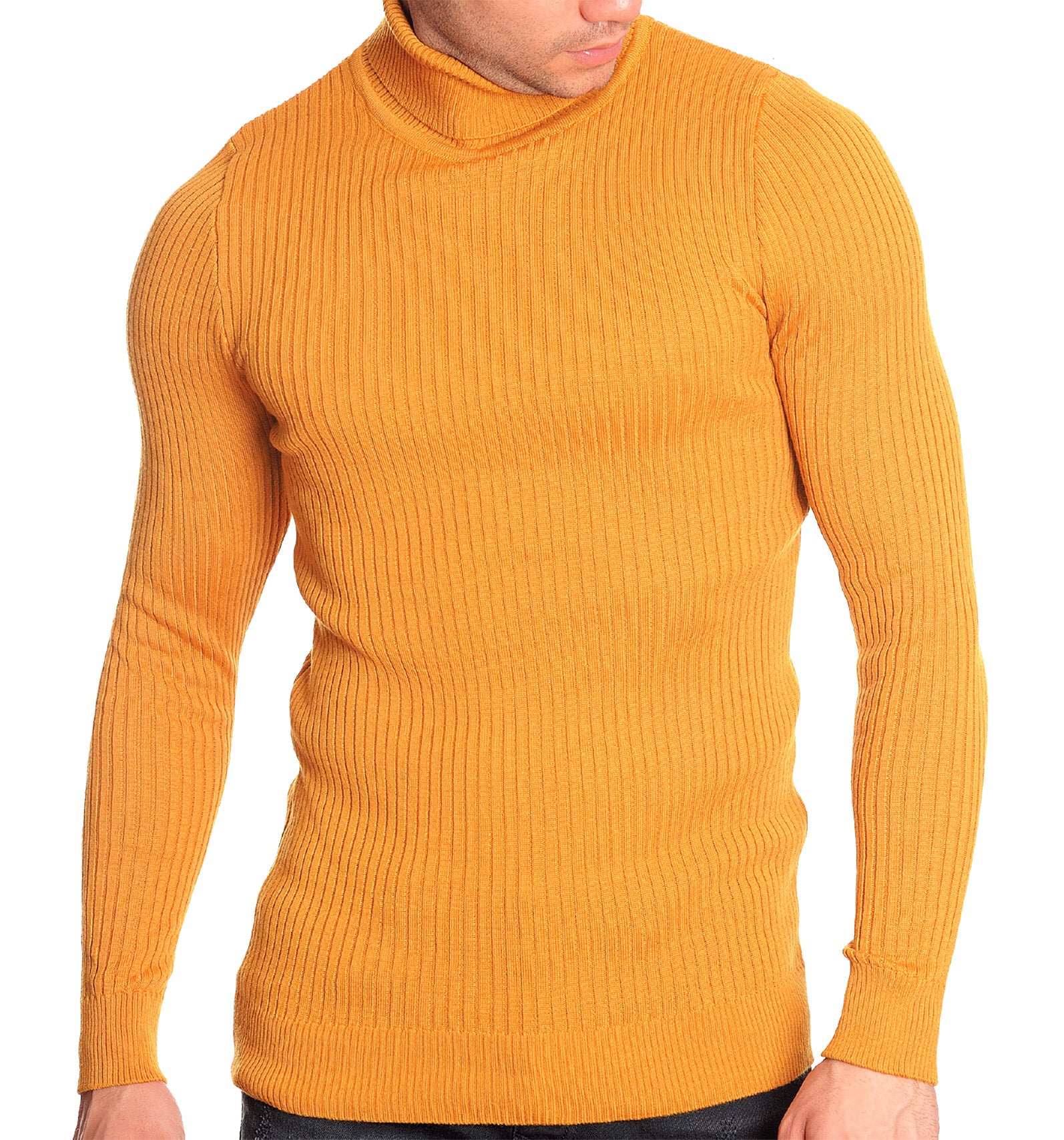 MONTERO INTERNATIONAL,INC,RIBBED-TURTLE NECK-MOCKS L.SLV-1670C-MUSTARD