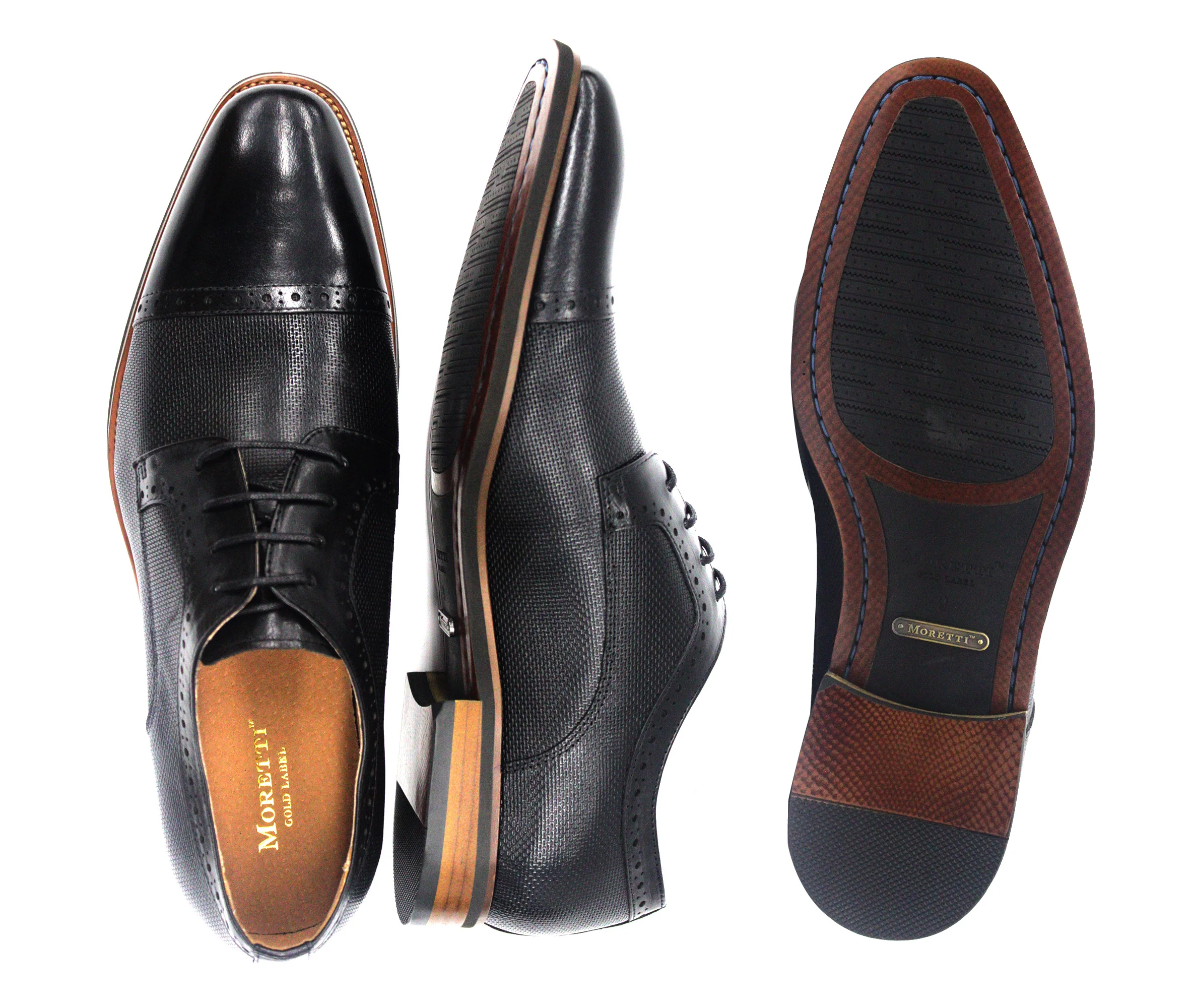 MORETTI,CAP TOE-LACE UP-SHOES-M31995-BLACK - Image 2