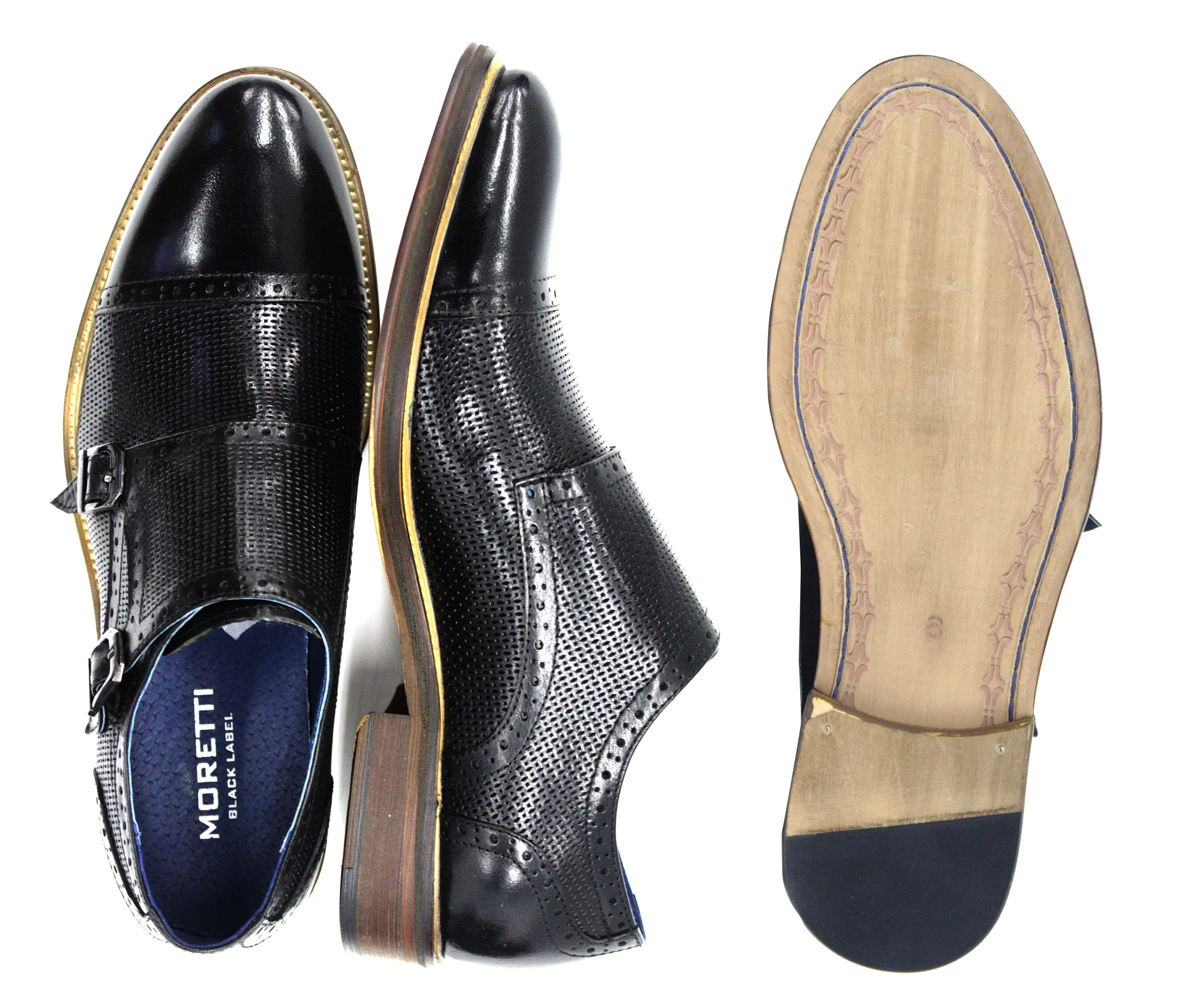 MORETTI,CAP TOE-SLIP ON-SHOES-M31197-BLACK - Image 2
