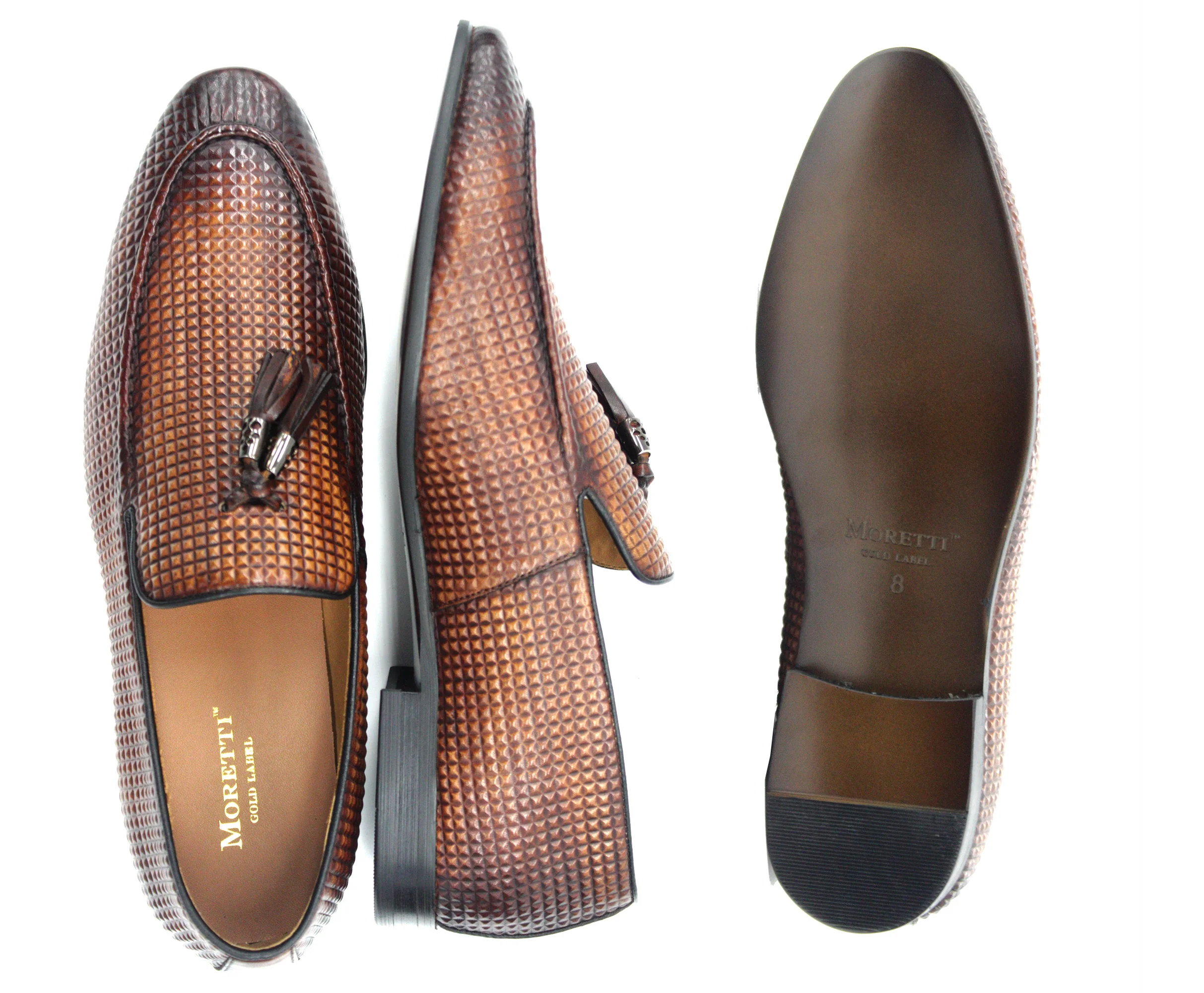 MORETTI,MOC TOE-SLIP ON-SHOES-M321617-COGNAC - Image 2