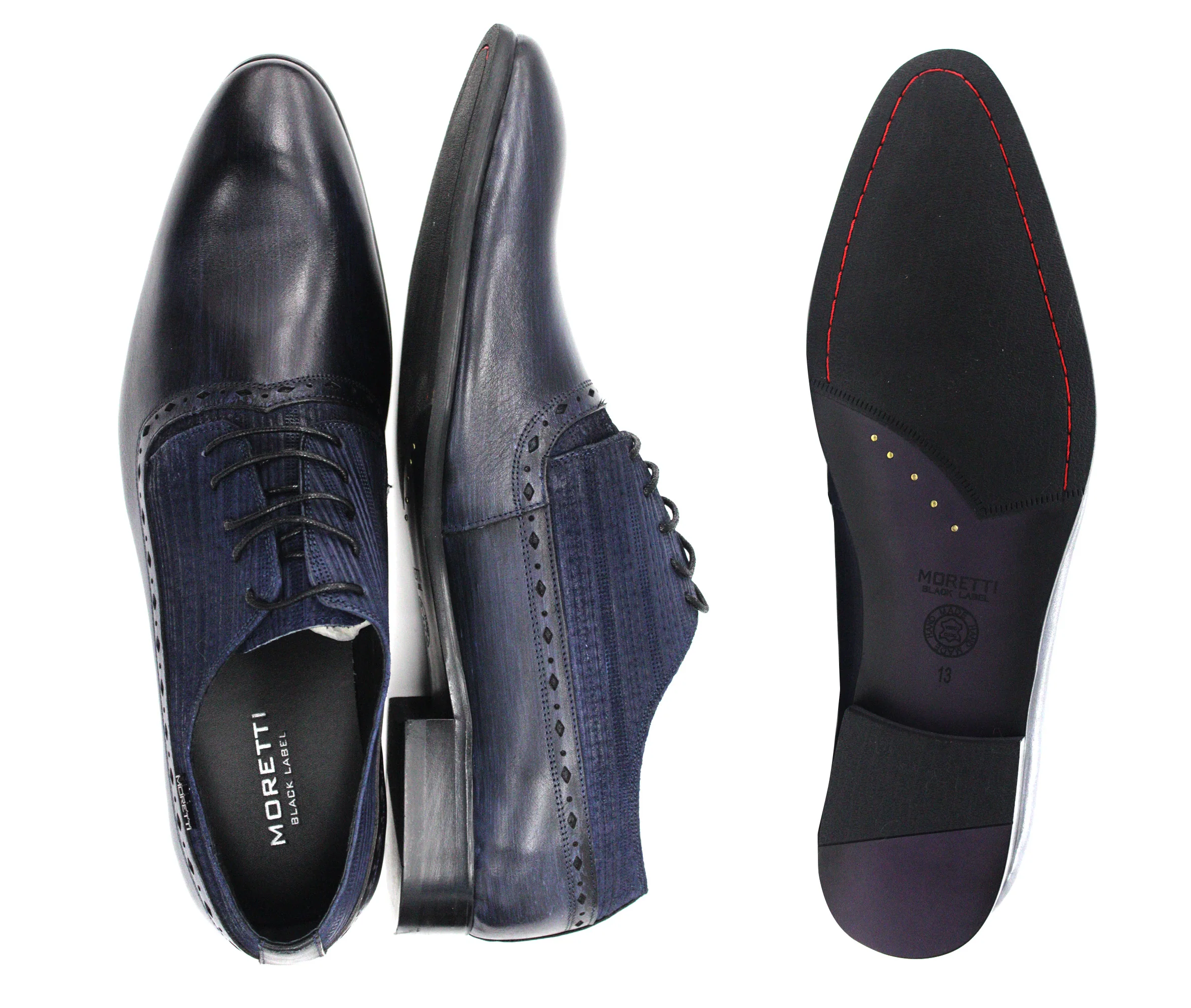 MORETTI,PLAIN TOE-LACE UP-SHOES-M31201-NAVY - Image 2