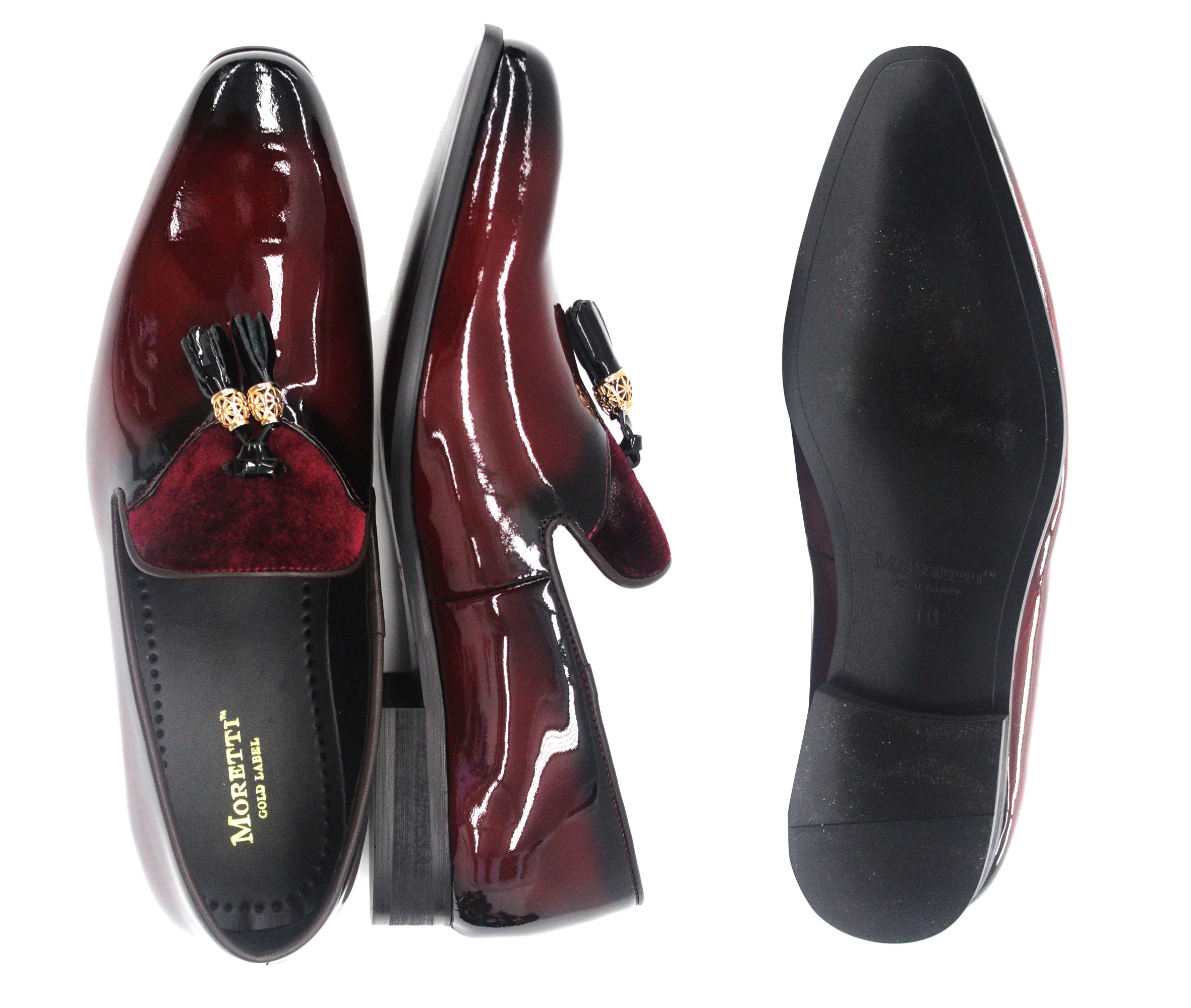 MORETTI,PLAIN TOE-SLIP ON-SHOES-M31989-BURGUNDY - Image 2