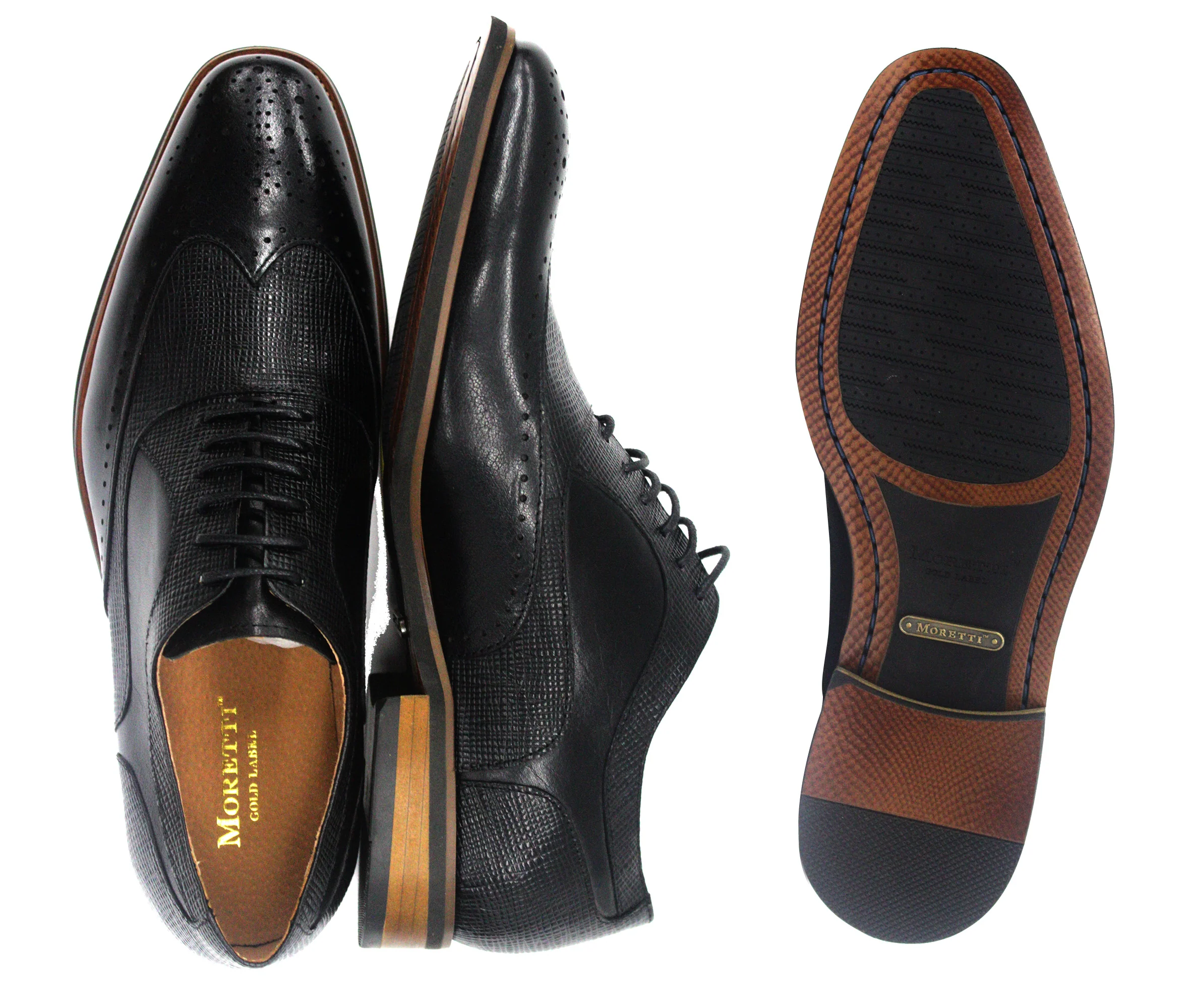 MORETTI,WING TIP-LACE UP-SHOES-M31997-BLACK - Image 2