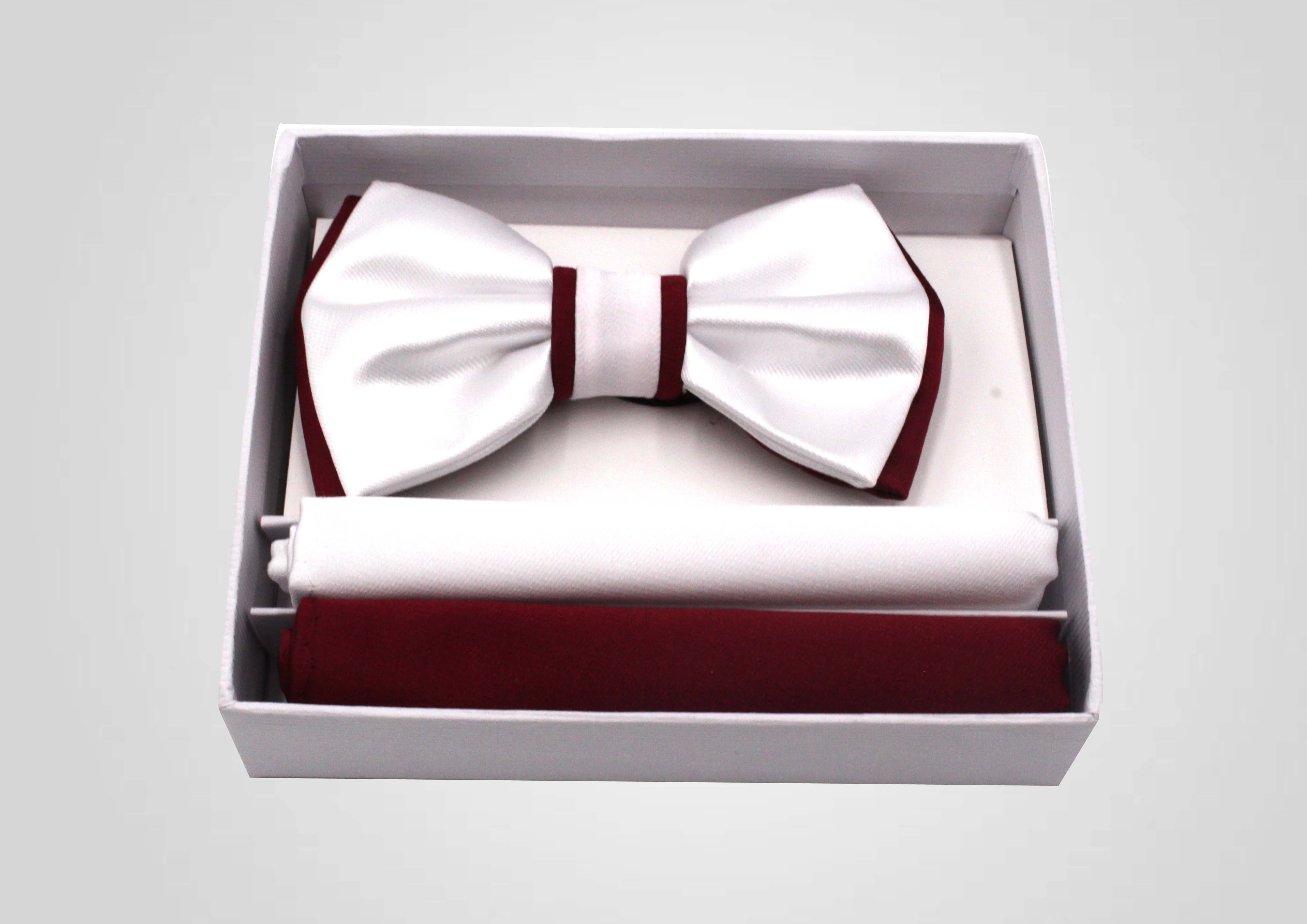 PBX726,SOLID-----NECKWEAR-BOW2HANKY-BURGUNDY