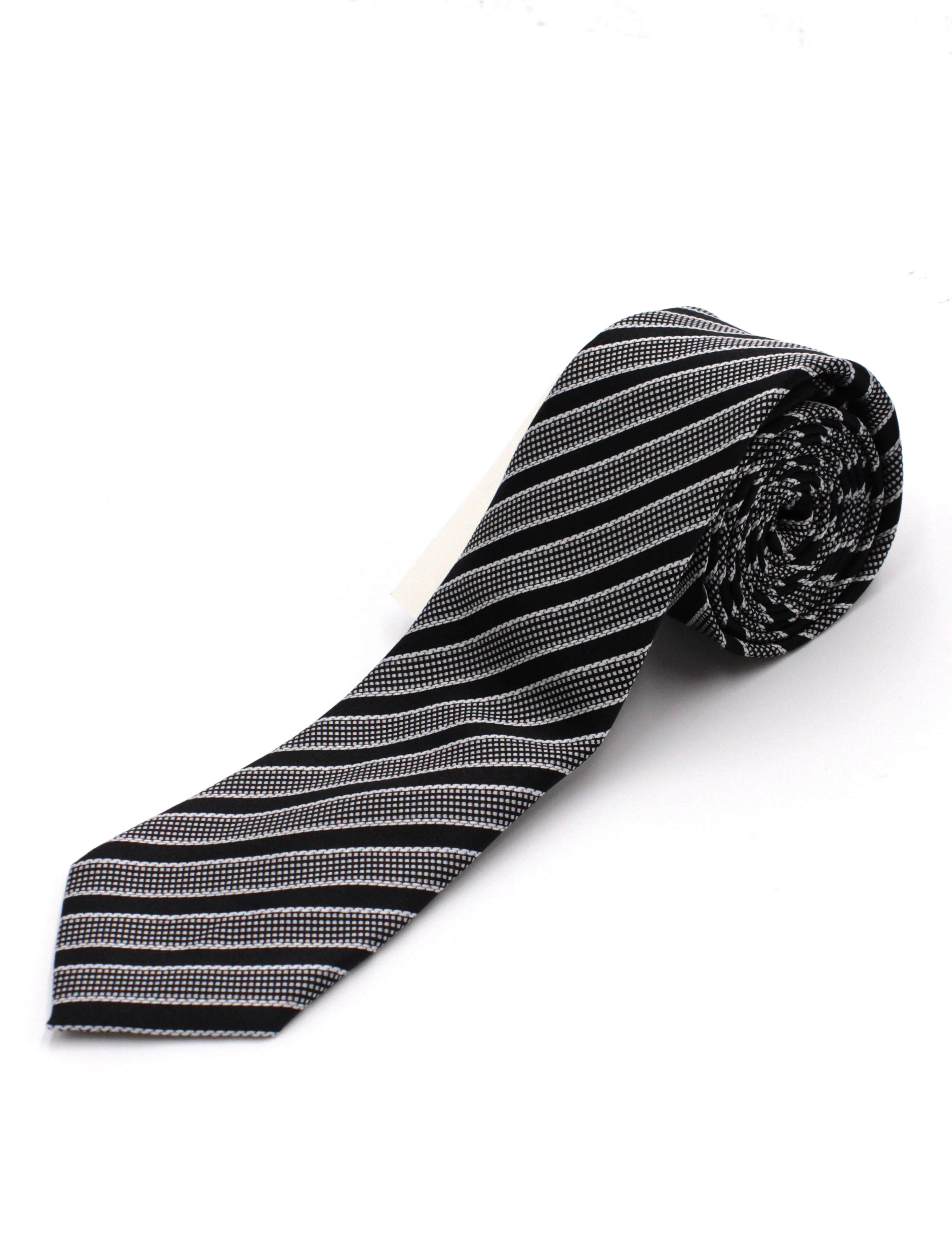 PBX726,Z---NECKWEAR-FANCY TIE-FASHION GREY BLACK 2