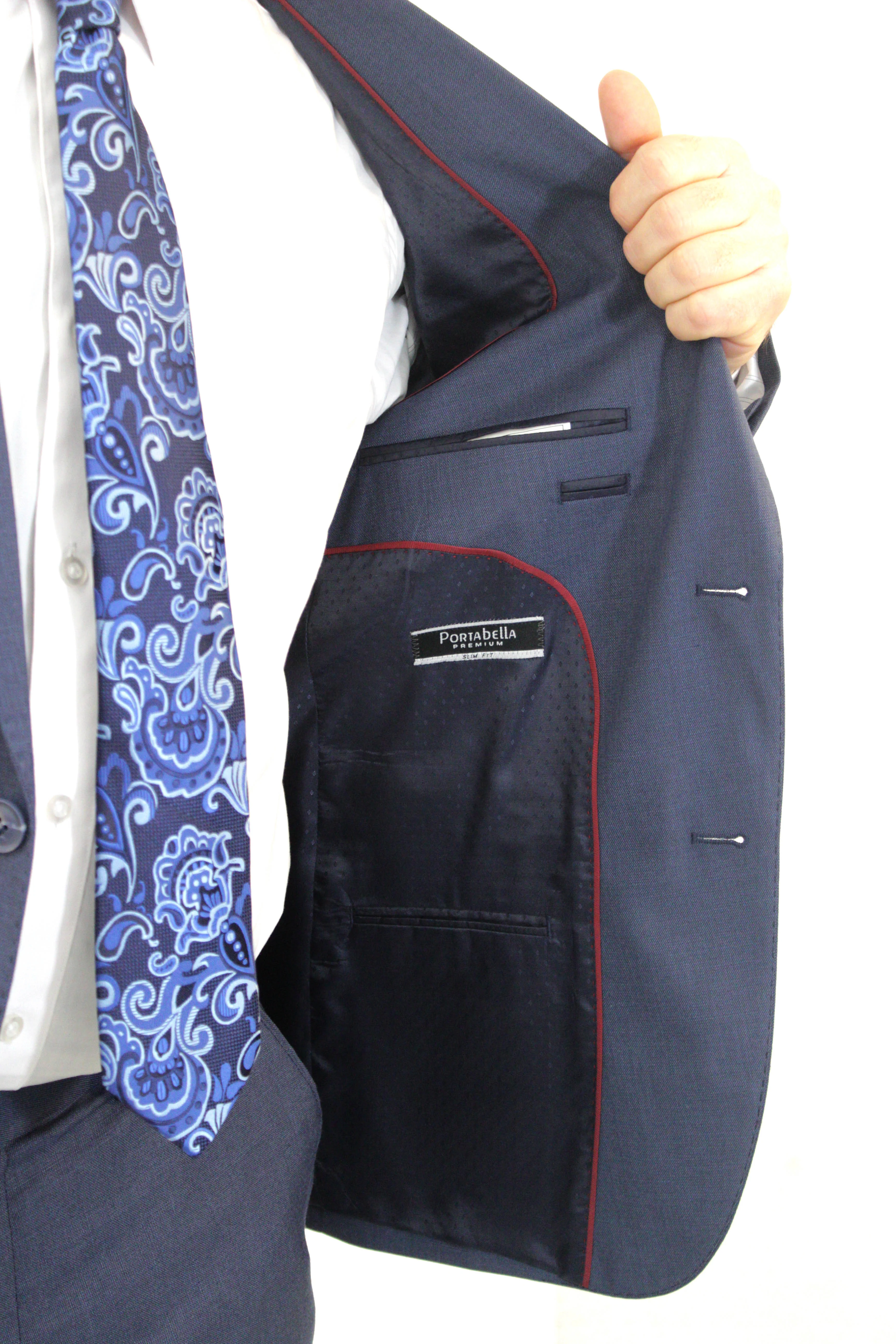 Portabella,SHARK SKIN-2 BUTTONS---DRESSY SUITS-62-BLUE - Image 4