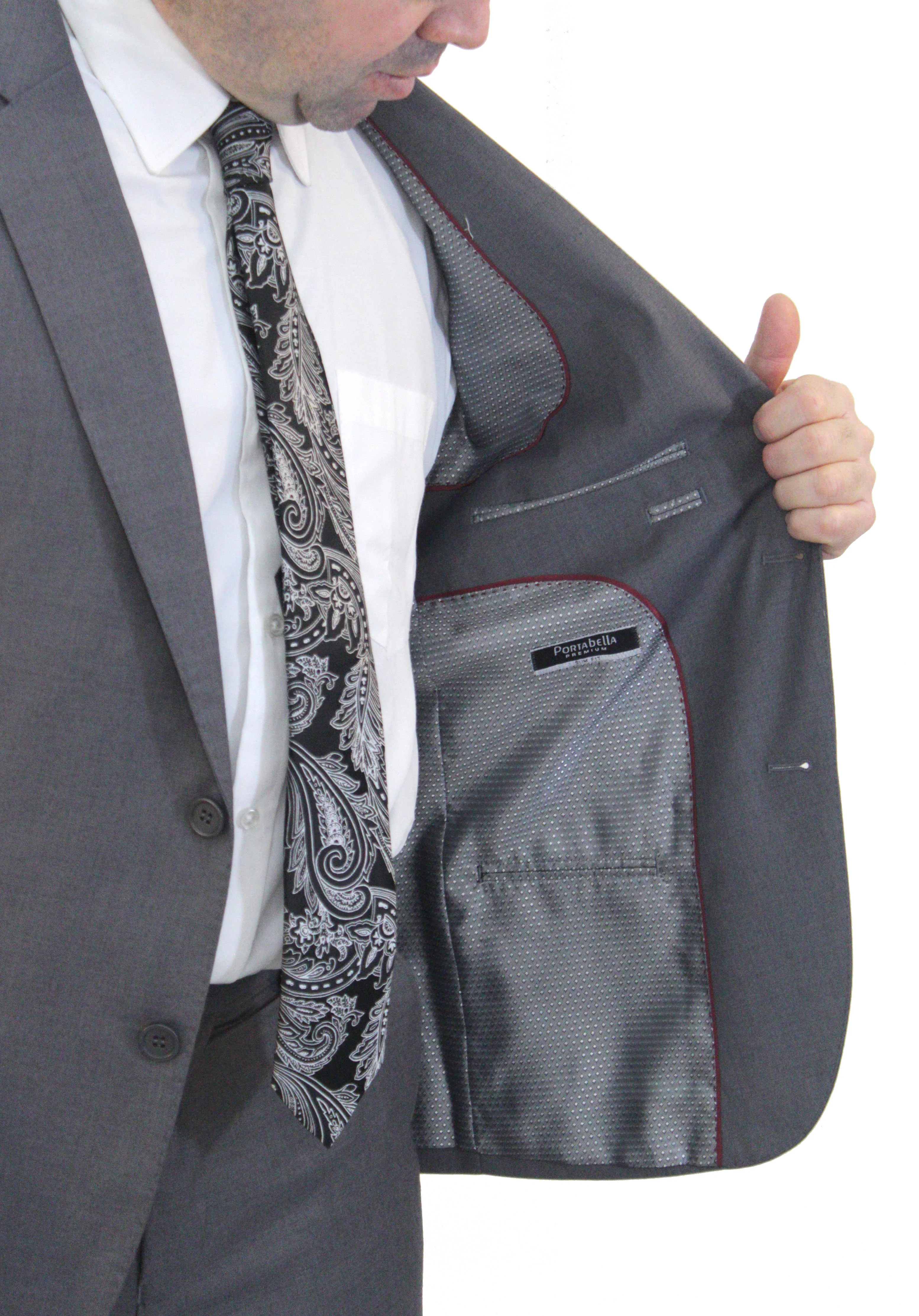 Portabella,SHARK SKIN-2 BUTTONS---DRESSY SUITS-63-GREY - Image 4