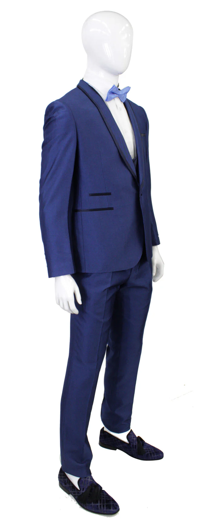 Portabella Solid 1 Button Slim Fit Tuxedo Suit with Black Shawl Lapel, TUX500-INDIGO - Image 3