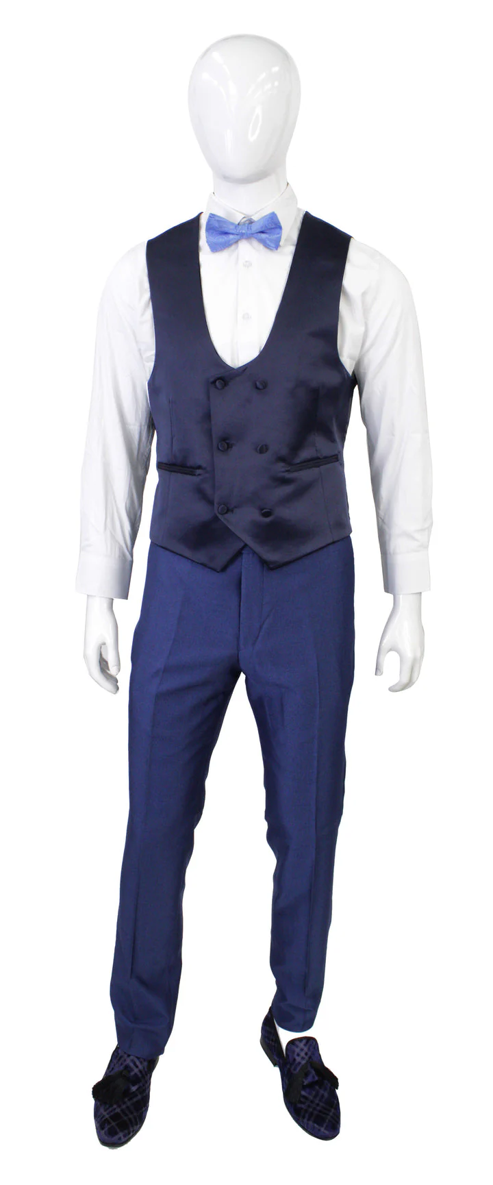 Portabella Solid 1 Button Slim Fit Tuxedo Suit with Compose Shawl Lapel, TUX900-NAVY - Image 3