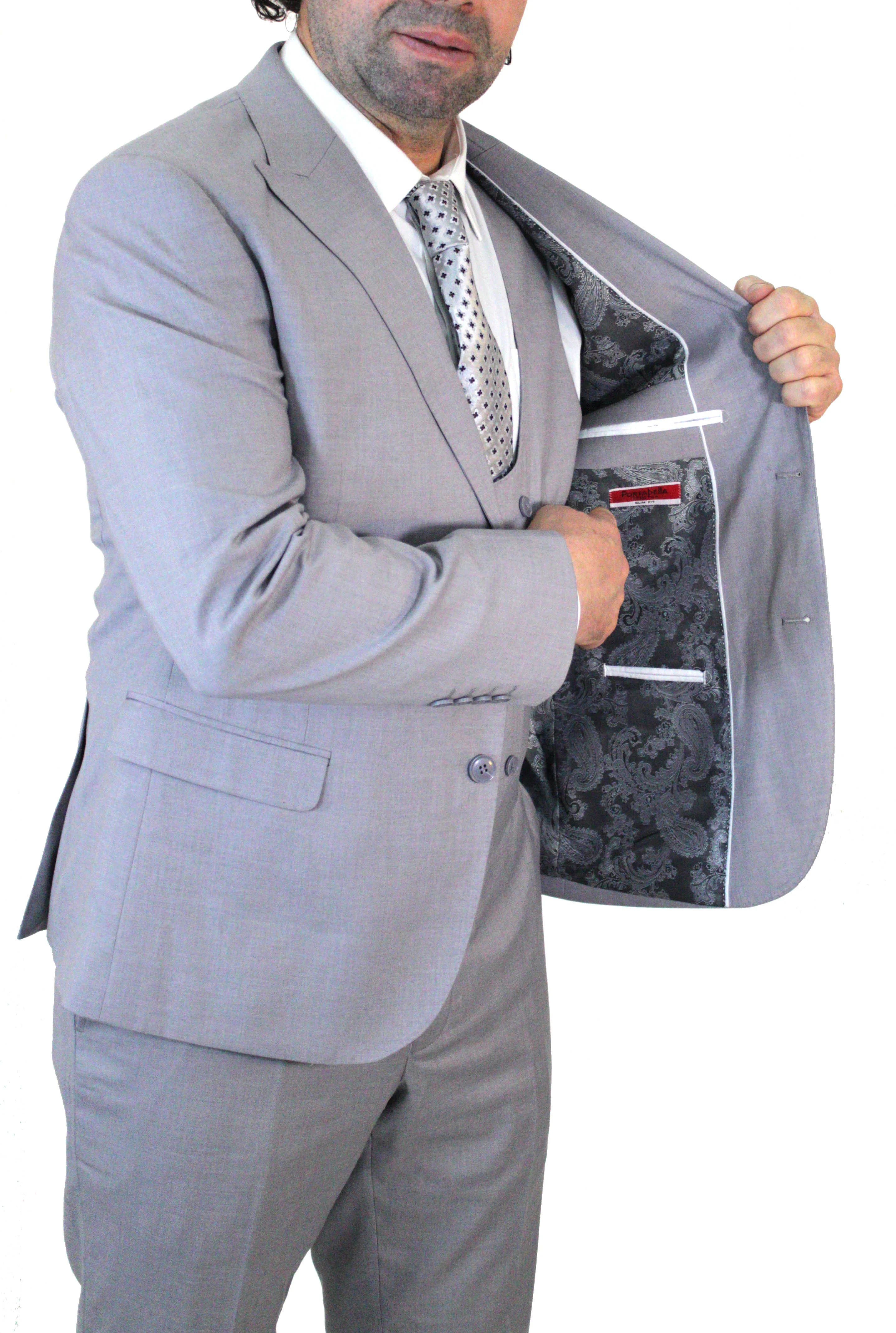 PORTABELLA,SOLID-2BV-DRESSY SUITS-42DV-GREY - Image 3