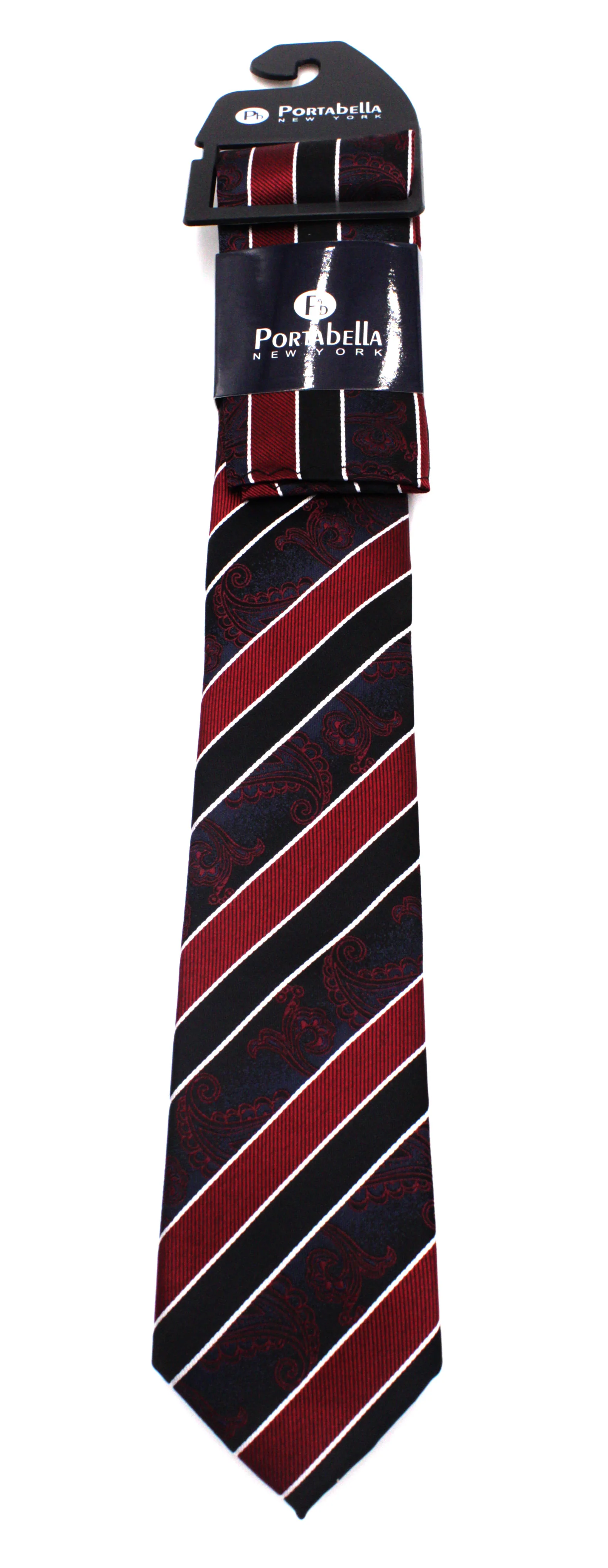 PORTABELLA,Z---NECKWEAR-FANCY TIE-RED BLACK