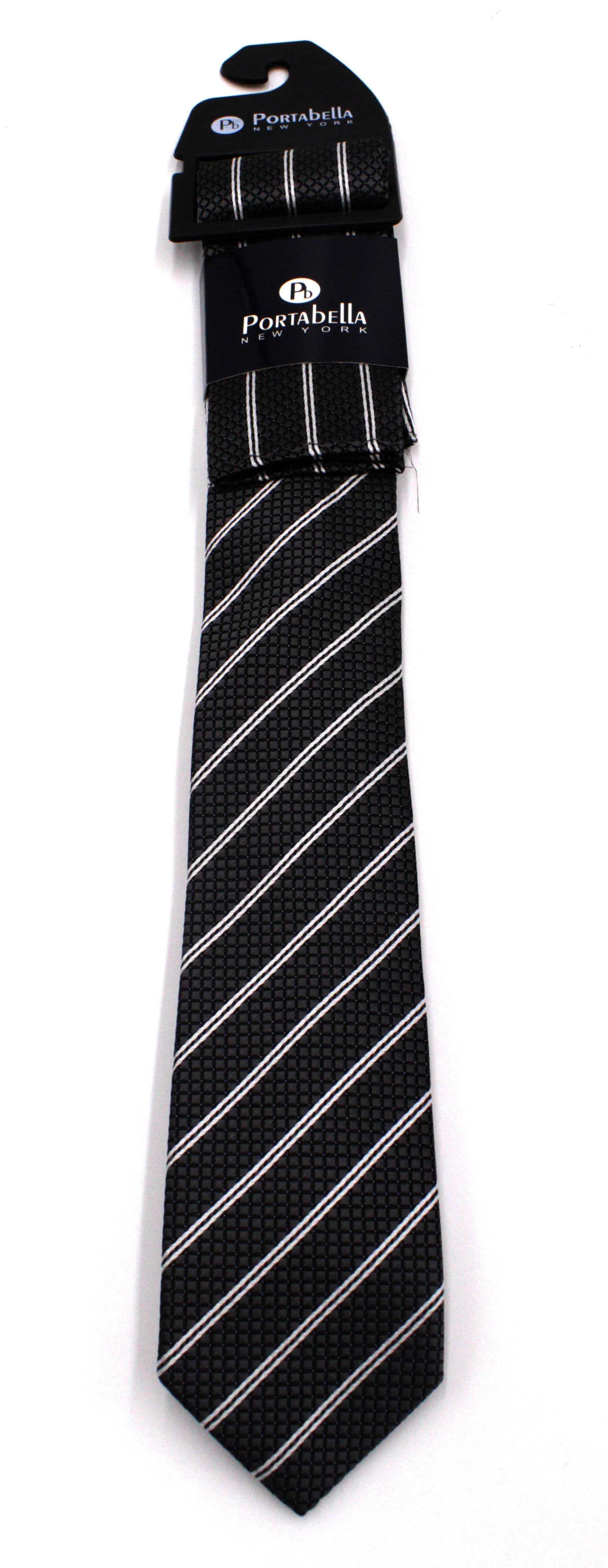 PORTABELLA,Z---NECKWEAR-FANCY TIE-SILVER BLACK