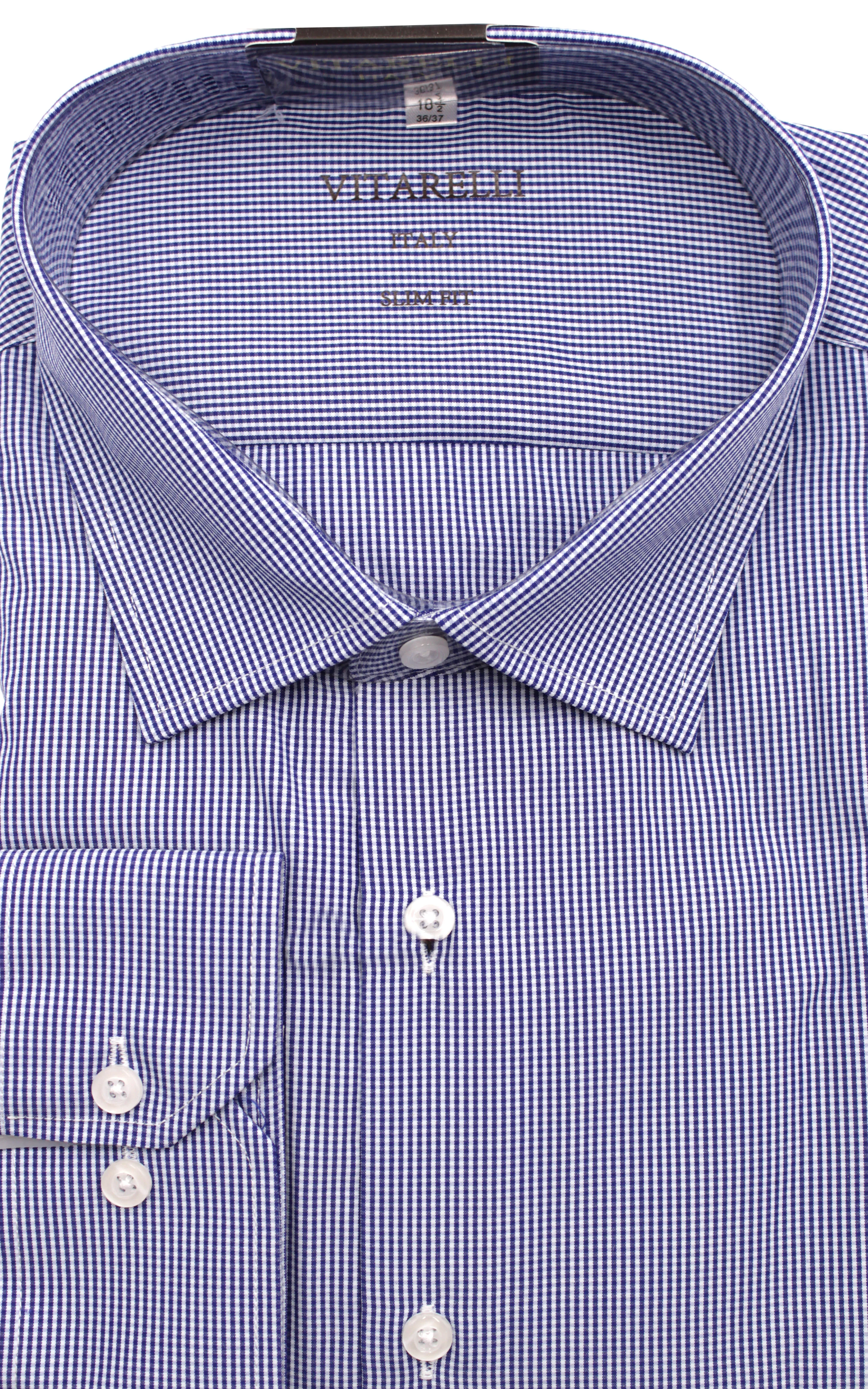 THE SUIT CO.,MINI CHECK-CONTRAST COLLR-DRESS SHIRTS-103-NAVY