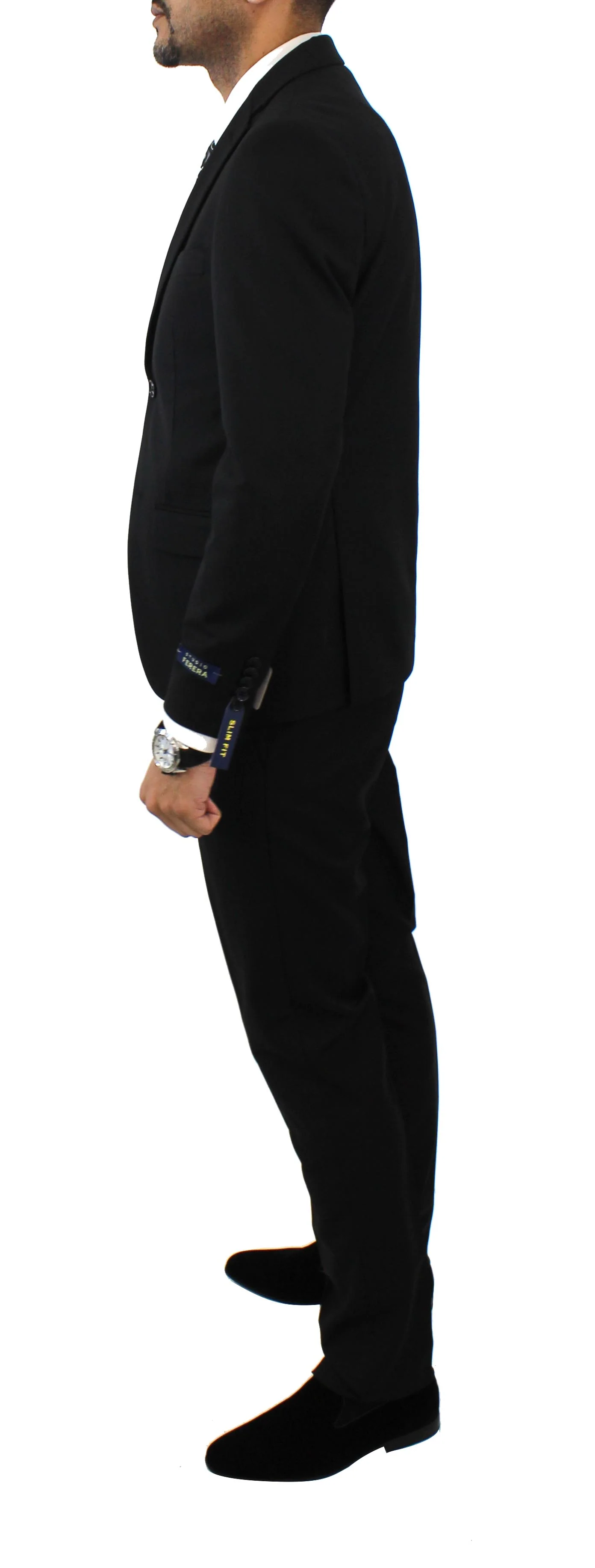 STUDIO FERERA,SOLID-2BV-SLIM-DRESSY SUITS-302-BLACK - Image 2