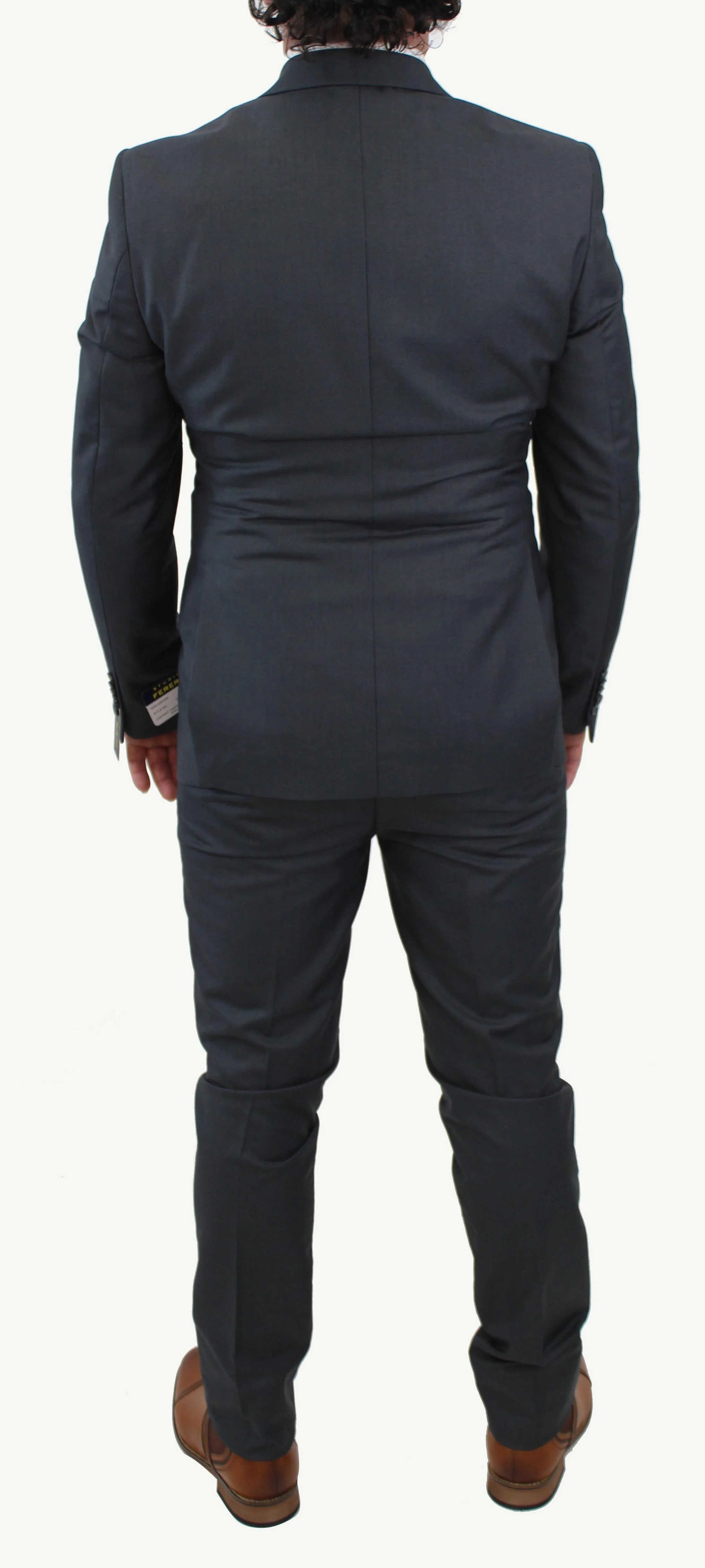 STUDIO FERERA,SOLID-2BV-SLIM-DRESSY SUITS-302-DRK GREY - Image 3