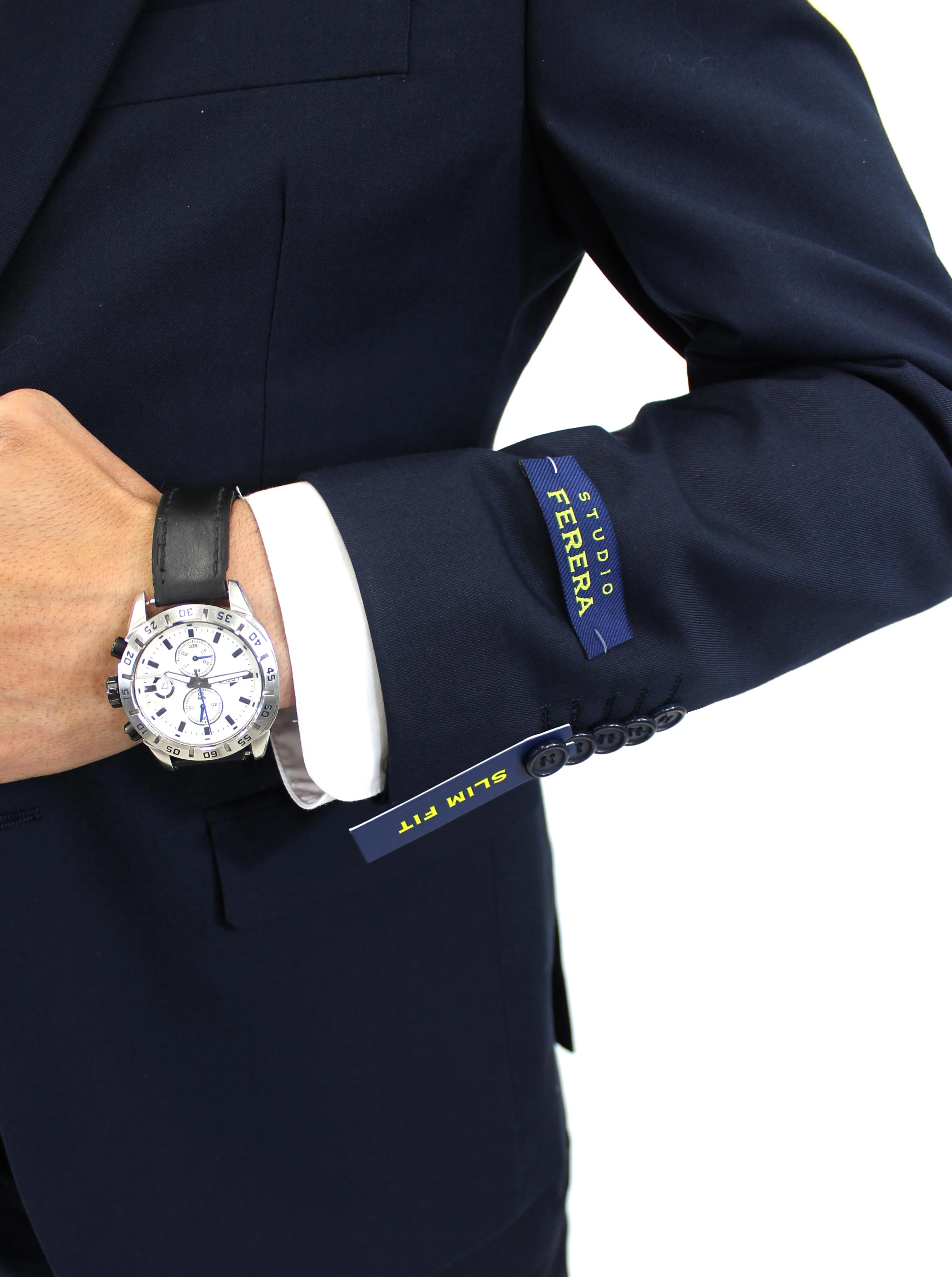STUDIO FERERA,SOLID-2BV-SLIM-DRESSY SUITS-302-NAVY - Image 4
